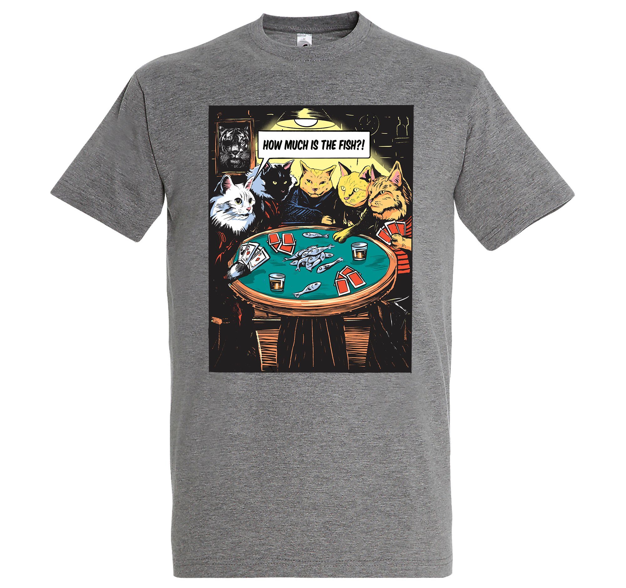 Youth Designz T-Shirt "How Much Is The Fish?" Poker Herren Shirt mit trendigem Frontprint Grau