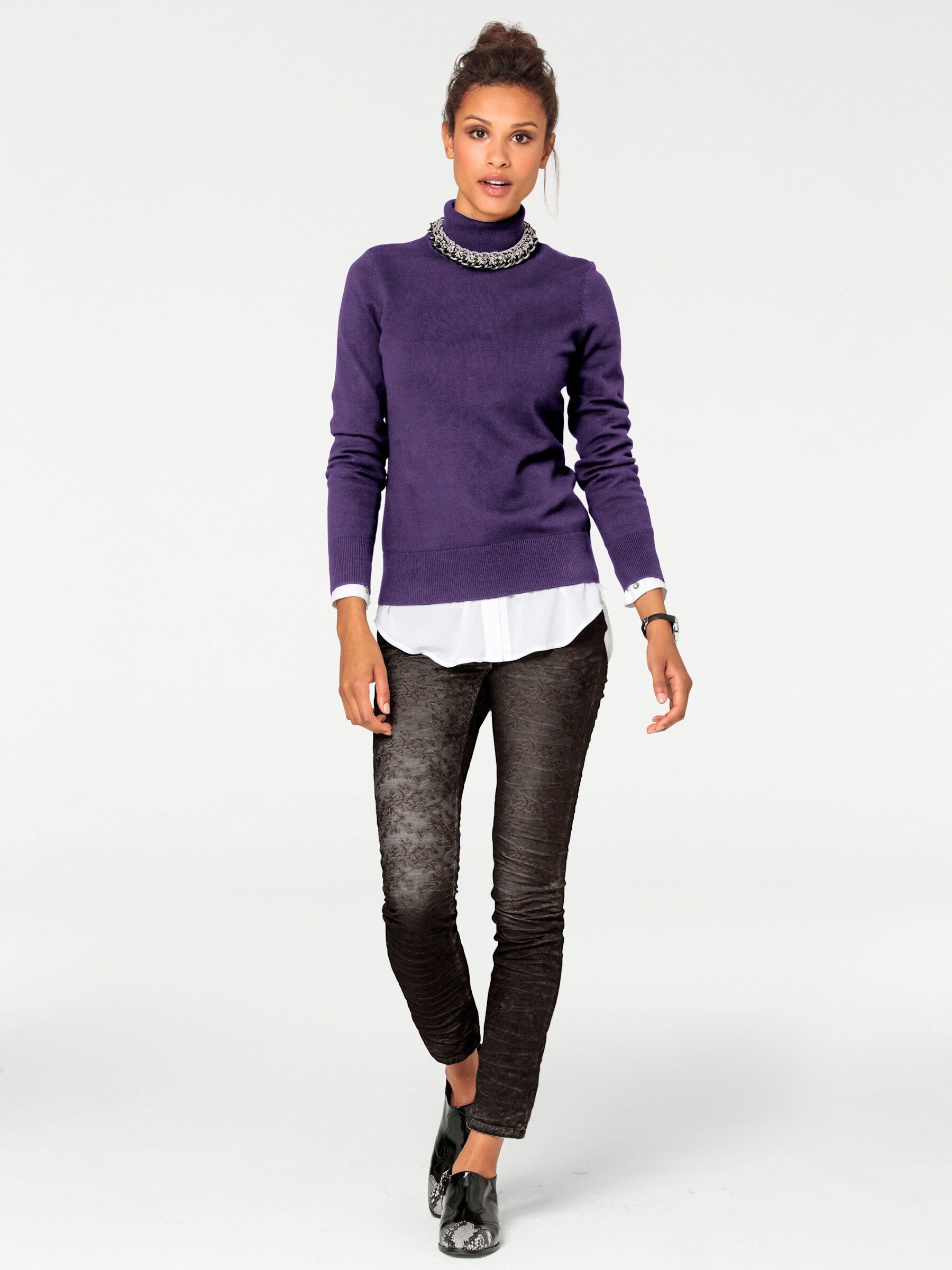 heine Strickpullover Rollkragen-Pullover Langarm Feinstrick
