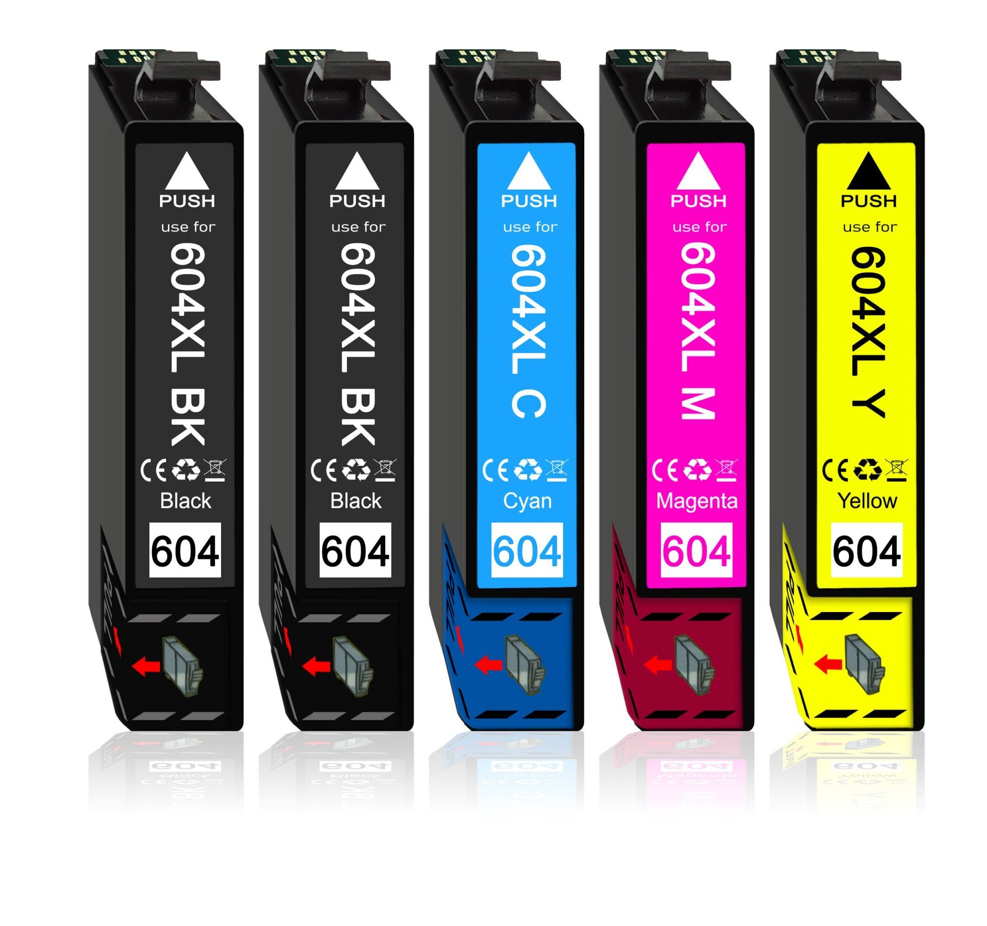 Druckerparadies 5er Sparpack ersetzt Epson 604XL (604) Druckerpatronen im Multipack Tintenpatrone (5-tlg)