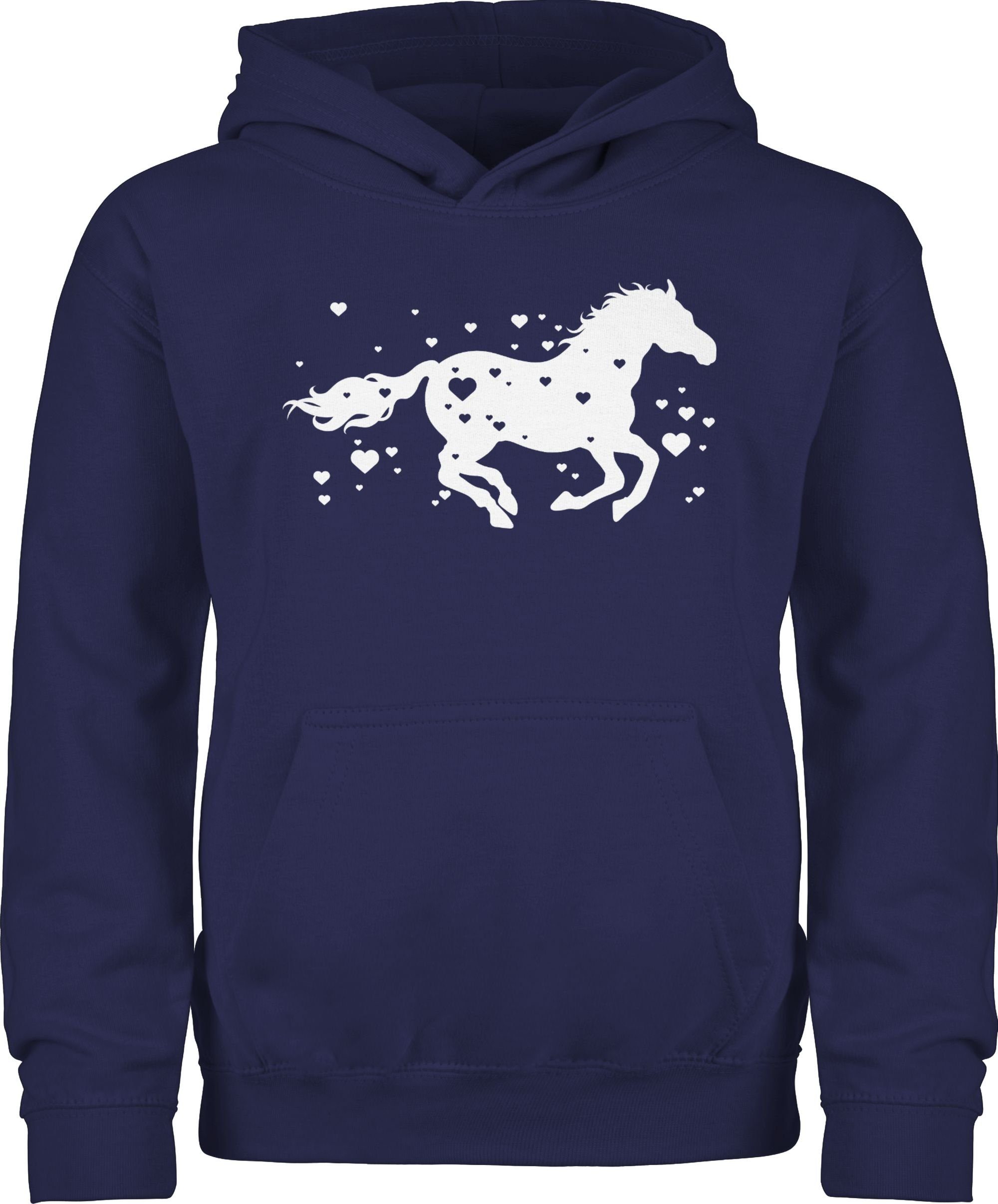 Shirtracer Hoodie Pferd mit Herzen - Pferde Horse Reiter Reiterin Pferdeliebhaber Gesche Pferd 2 Navy Blau