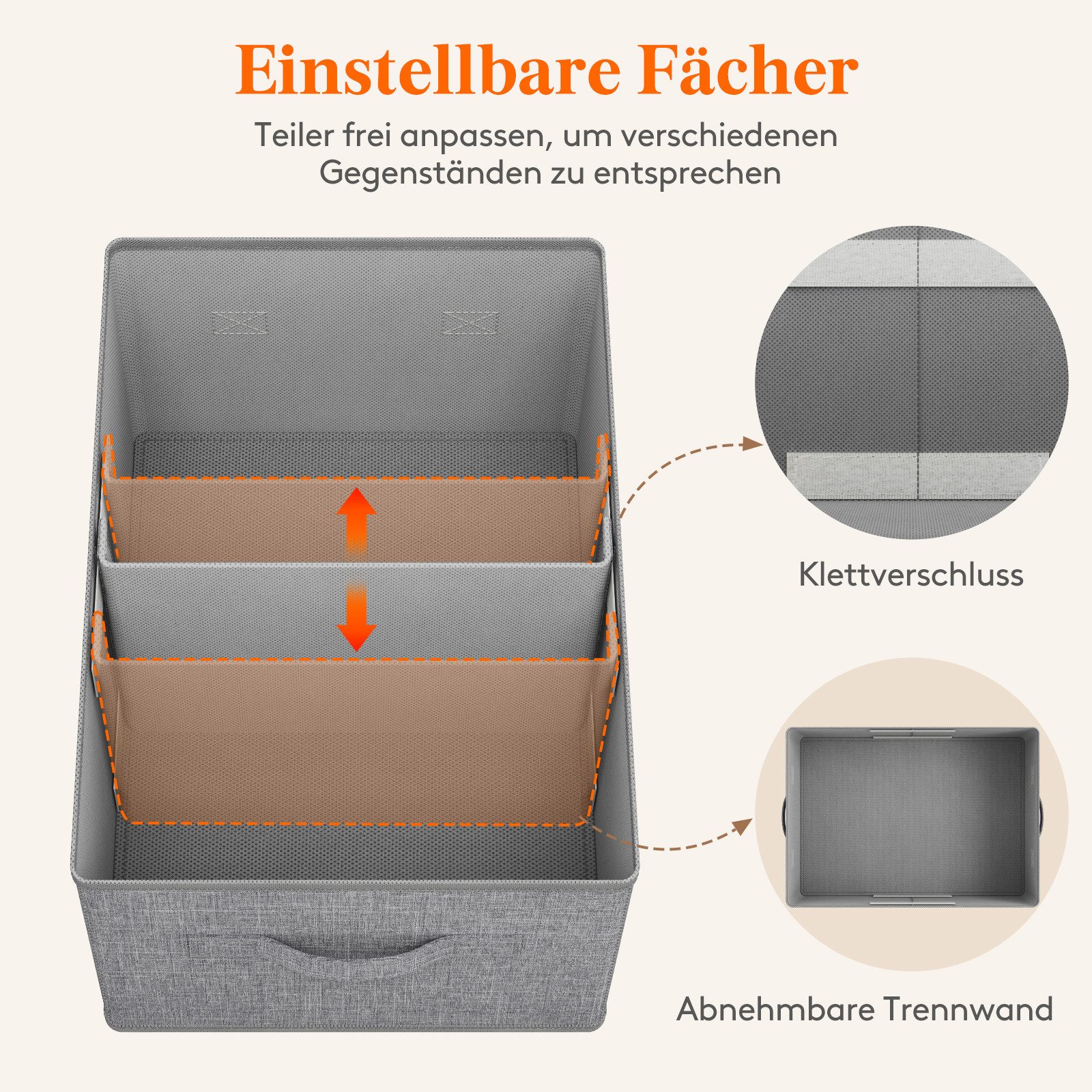 Lifewit Aufbewahrungsdose Groß faltbarer Kleiderschrank, Aufbewahrungskorb mit Trennwand (Set, 4 St., 3-tlg, 4-tlg, 6-tlg), Herausnehmbare Trennwand