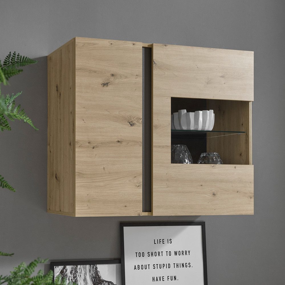 Lomadox Hängevitrine CARDIFF-61 in Eiche Artisan günstig online kaufen