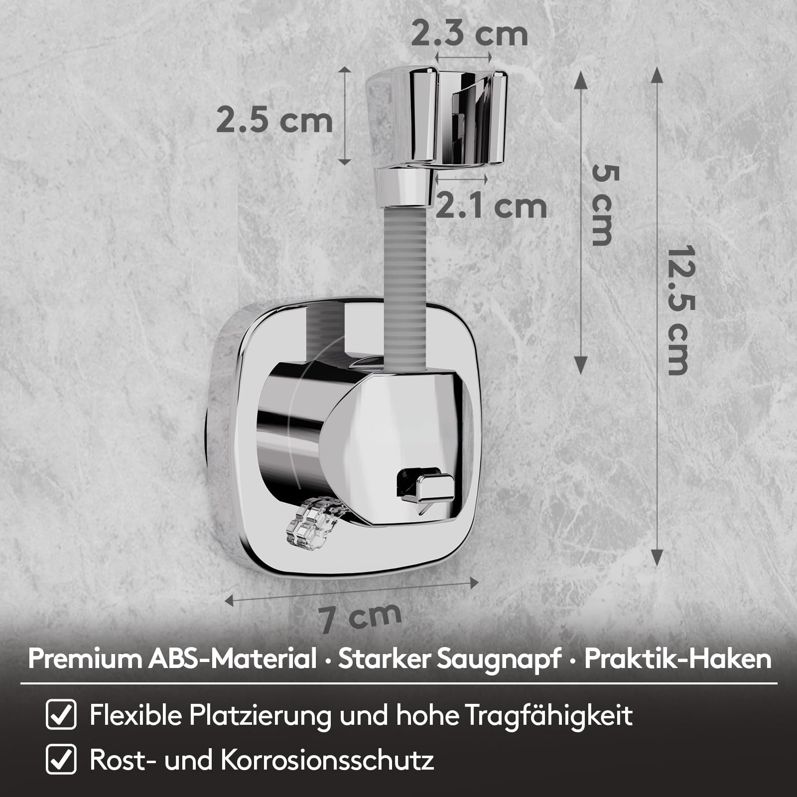 FOUORTUNATE-BEE Brausehalter 360° Drehbar Duschkopfhalterung mit Saugnapf, Sekundenschnelle Montage rutschfeste Rostfreie Duschbrause Halterung – Bild 5 von 5