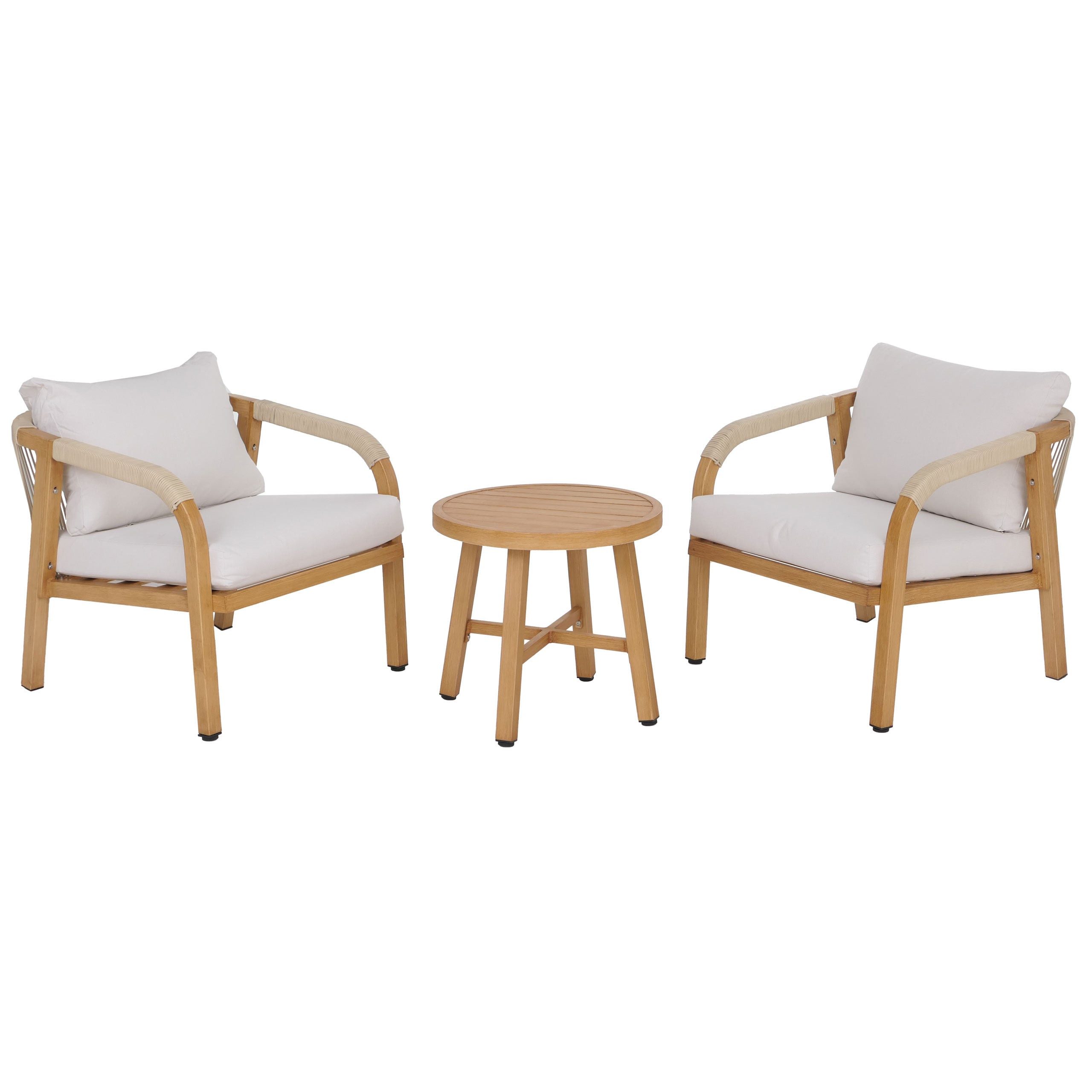 MCW Loungeset MCW-P82, (Set, 3-tlg), Mit elastischem Seilgeflecht, Inkl. wetterfeste Sitz- und Rückenkissen
