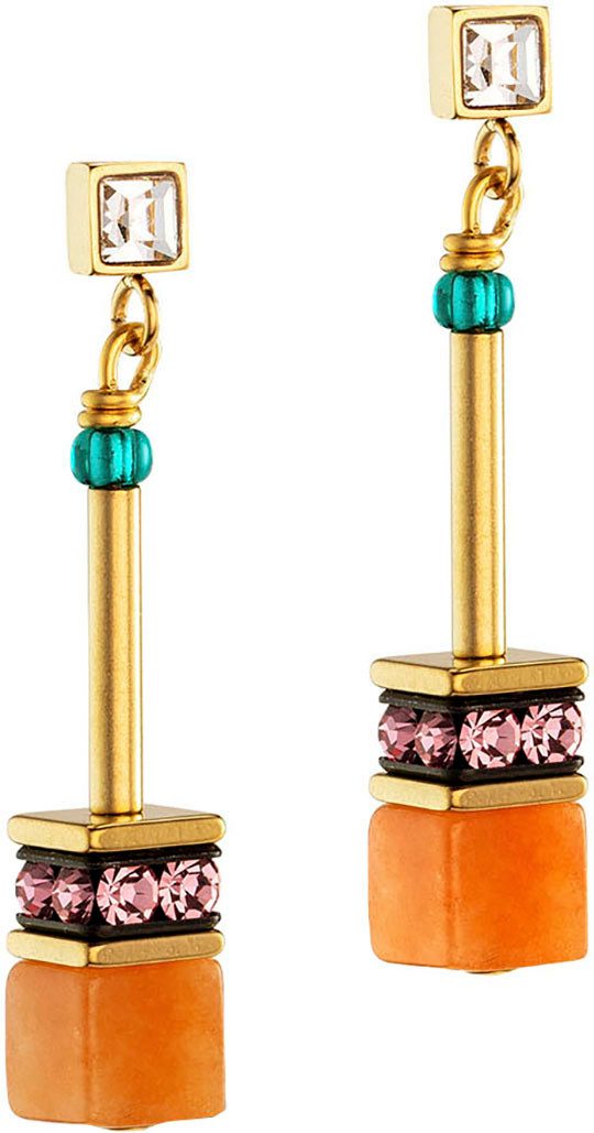 COEUR DE LION Paar Серьги-гвоздики Schmuck Geschenk Edelstahl GeoCUBE® Iconic Nature Würfelkette, Made in Germany - mit Strassstein, Kristallglas, Schmuckstein