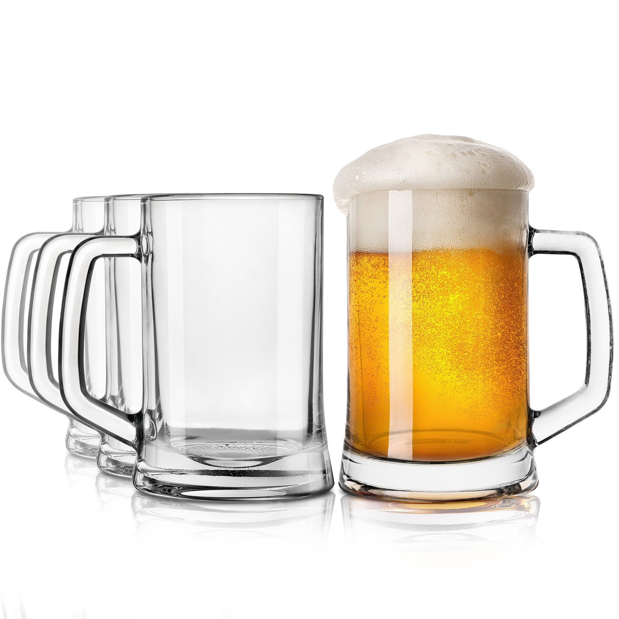 KONZEPT Bierkrug 0,5 liter, Biergläser mit Henkel, 4-tlg., Perfekt für Zuhause, Restaurants und Biergärten, spülmaschinenfest