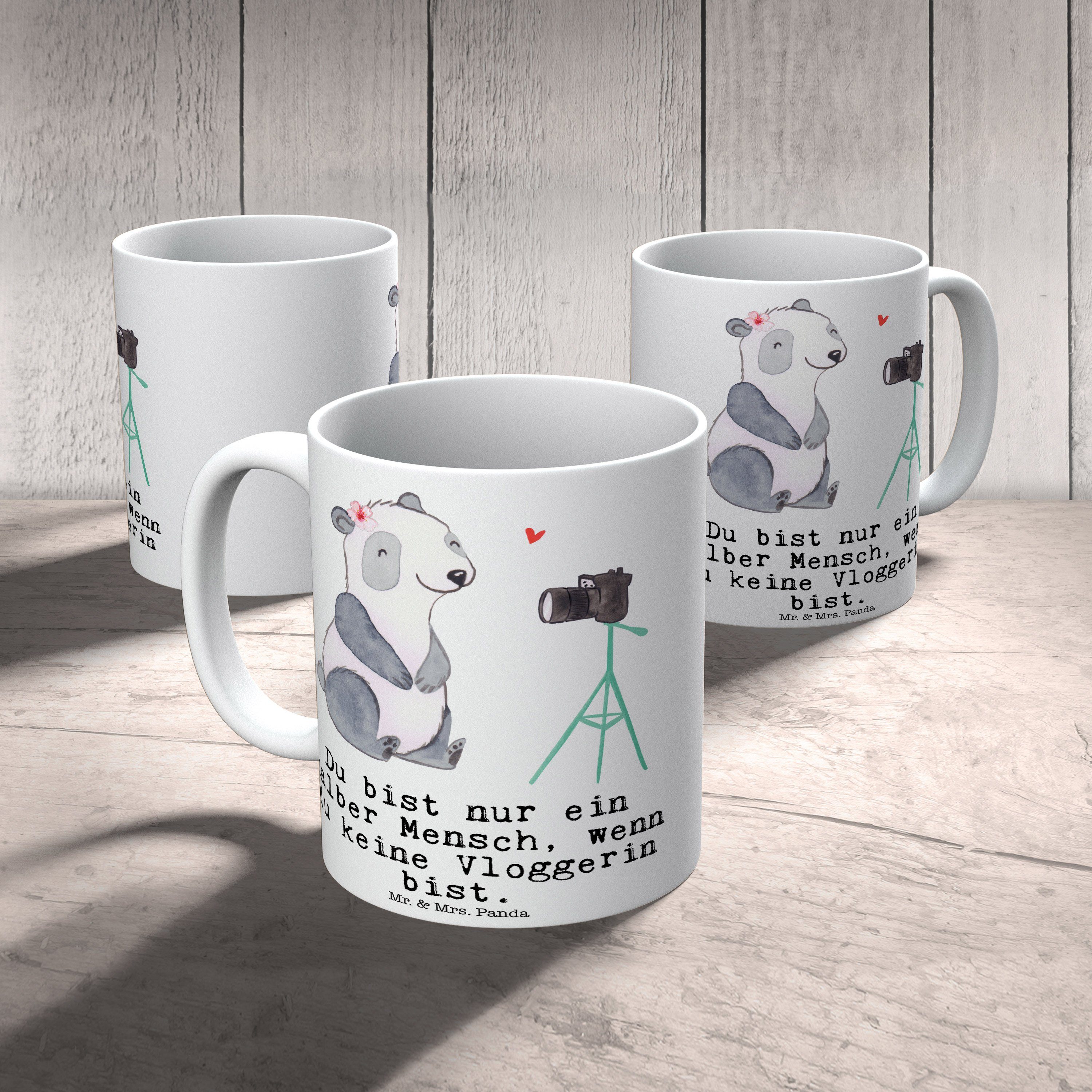 Mr. & Mrs. Panda mit Sprüche, Vloggerin Mitarbe, Keramik Kollege, Weiß Herz - - Tasse Geschenk, Tasse