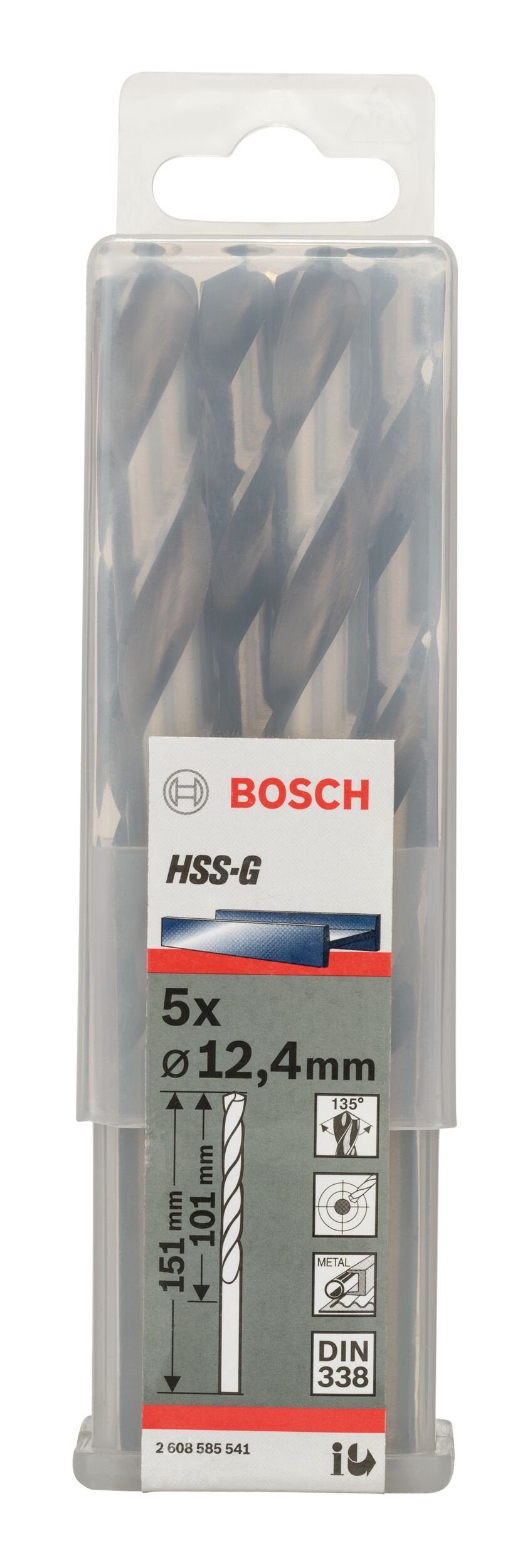 mm (5 - 151 338) - BOSCH Metallbohrer, x Stück), x HSS-G 12,4 101 5er-Pack (DIN
