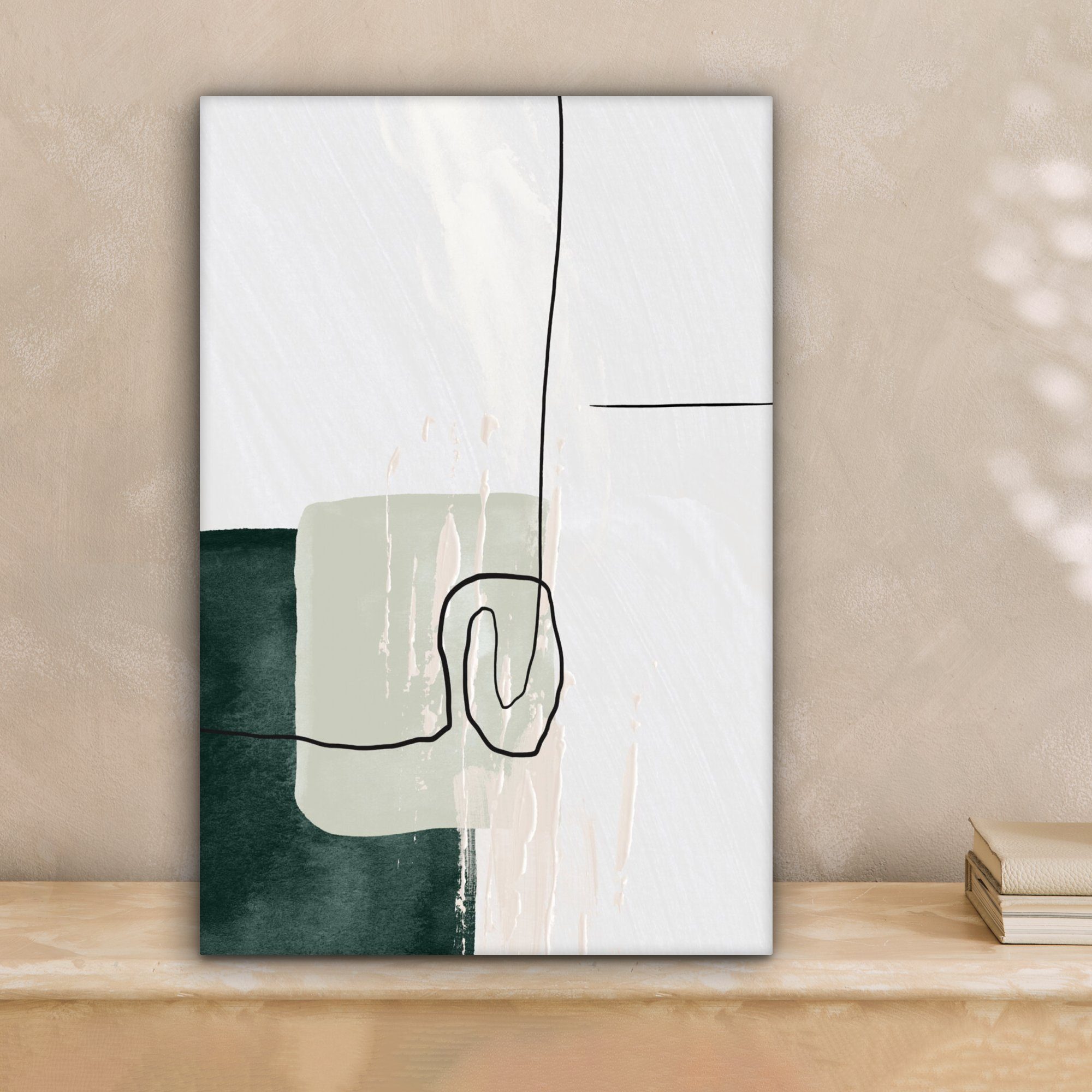 OneMillionCanvasses® Leinwandbild Abstrakt - Kunst - Grün - Weiß - Farbe, F günstig online kaufen