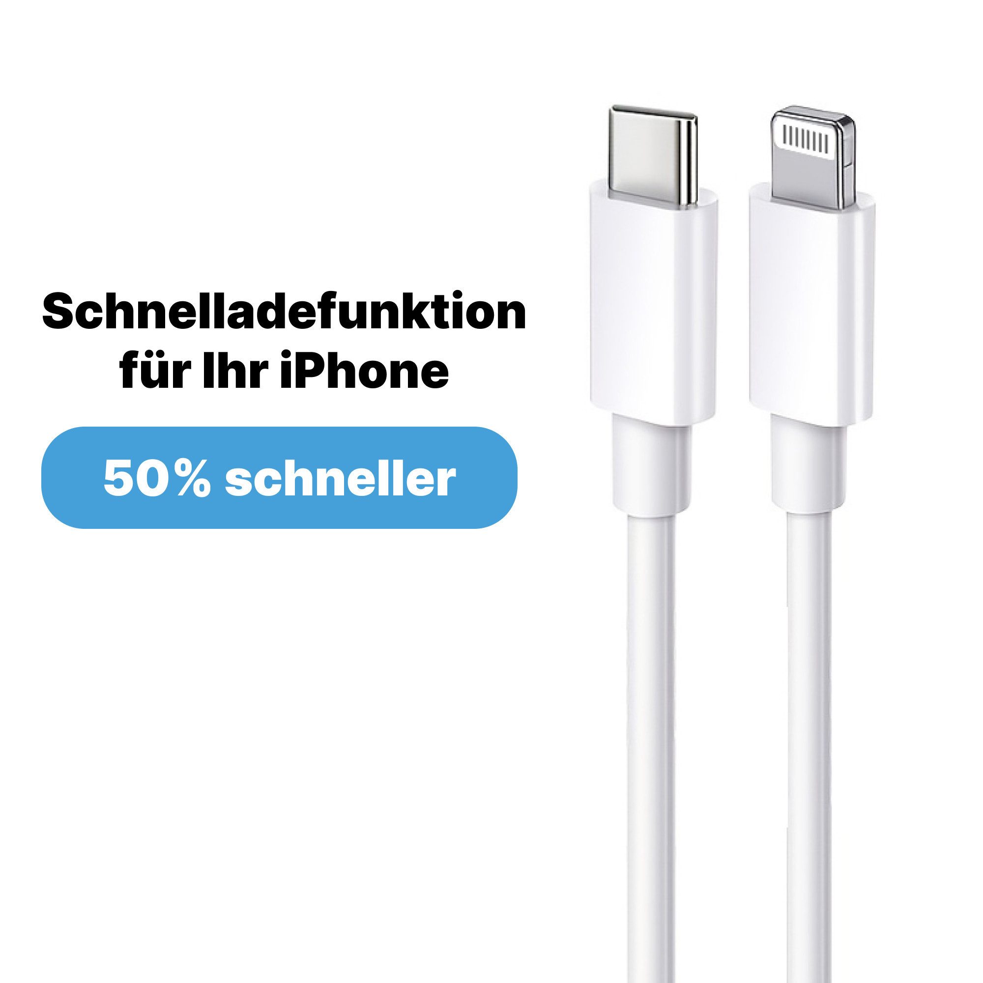 Futurea Ladekabel für iPhone Lightning Kabel Aufladekabel USB-C USB-Ladegerät (Lightning Kabel, USB-C Schnellladekabel, 1-tlg., Schnelles Laden für iPhone 8 11  – Bild 2 von 5
