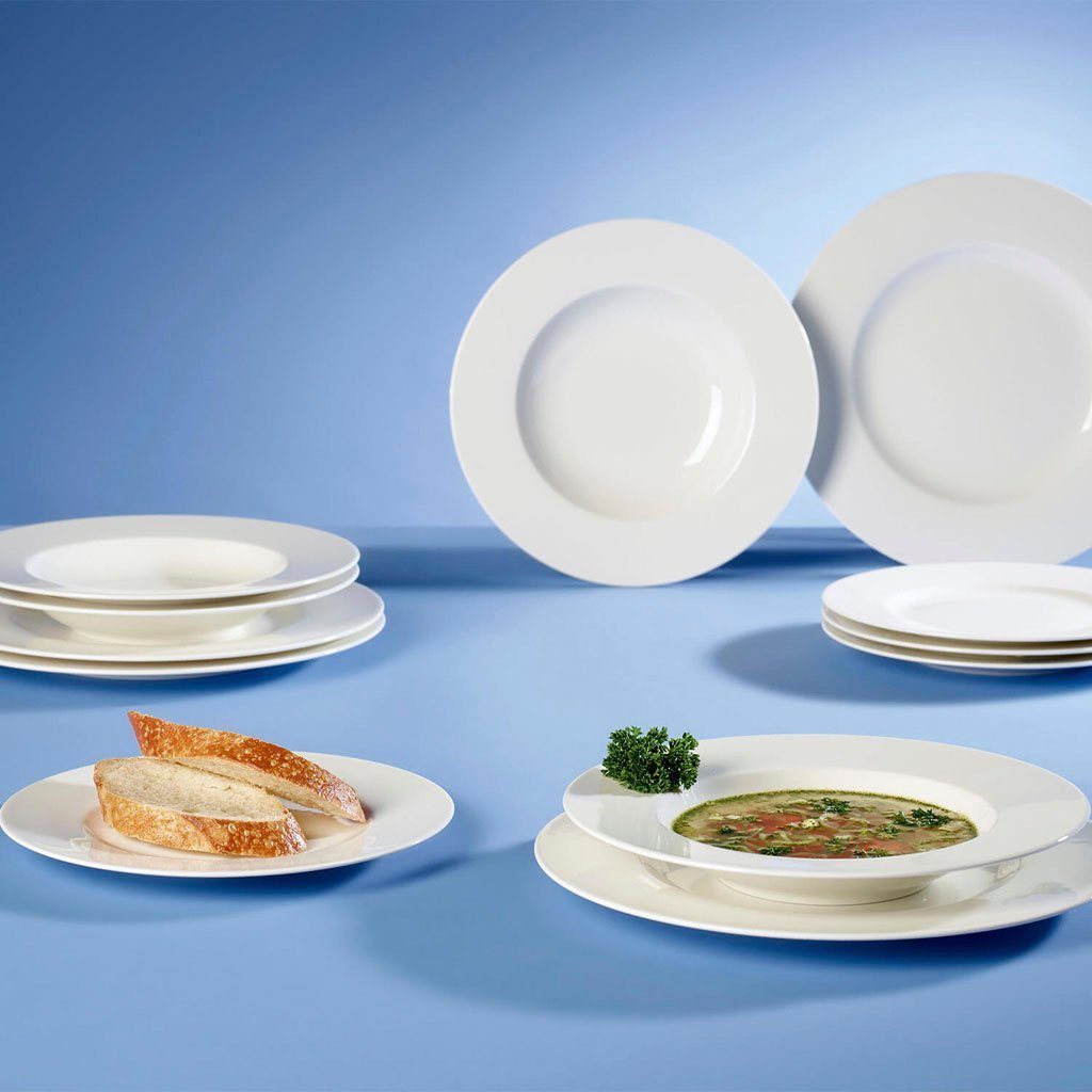 Villeroy & Boch Tafelservice Wonderful World White (12-tlg), 4 Personen, Fine China-Porzellan, Teller Set, Made in Germany, Fine China Porzellan