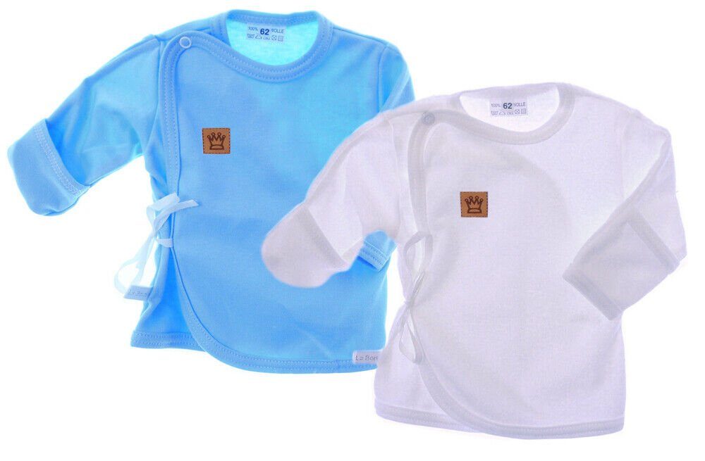 La Bortini Wickelshirt Wickelhemdchen 2er Pack Shirt Baby Wickelhemdchen Wickelshirt aus reiner Baumwolle, 44 50 56 62 68