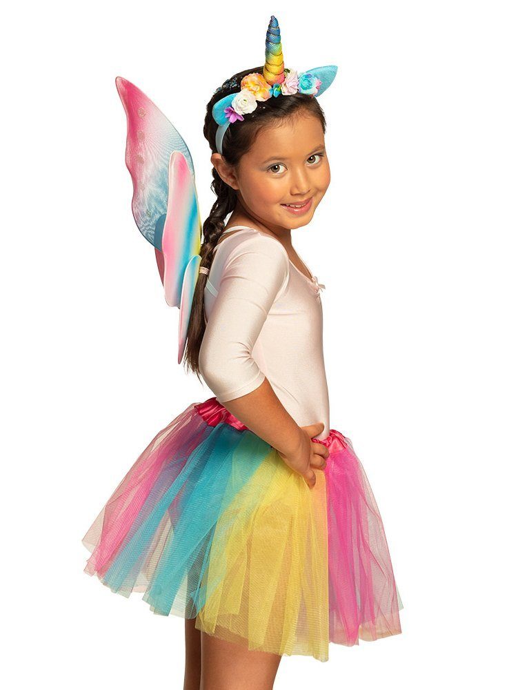 Boland Kostüm Einhornfee Accessoire-Set für Kinder, Pastellfarbenes Kostümset für geflügelte Einhörner