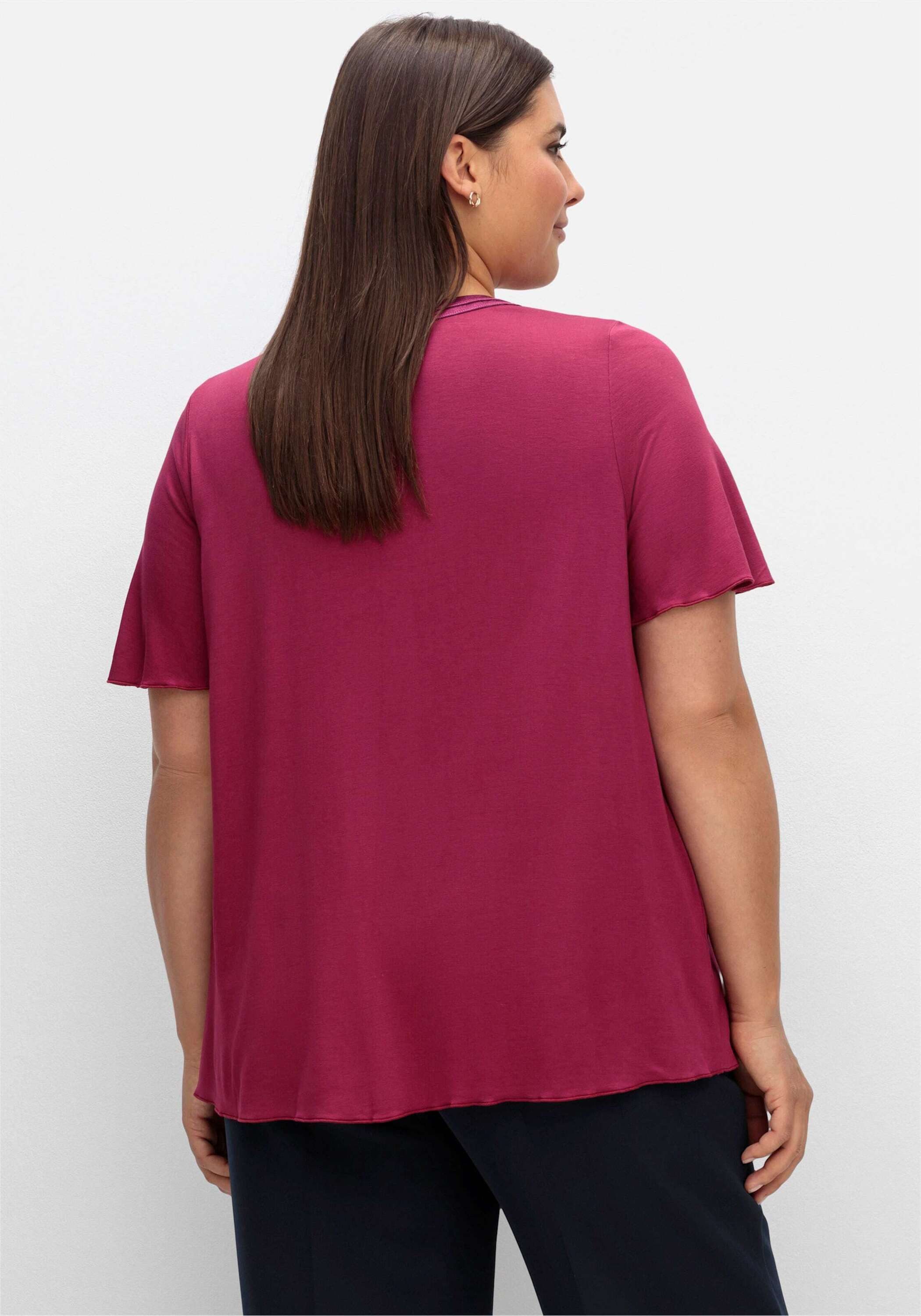 Sheego T-Shirt T-Shirt Kurzarm in A-Linie mit dekorativer Blende günstig online kaufen