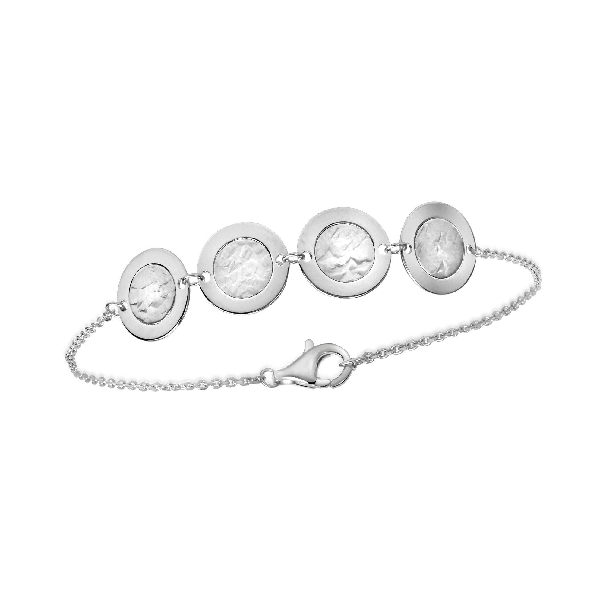 CELESTA Armband 925 Silber mit strukturierten Plättchen Elementen | Silberarmbänder