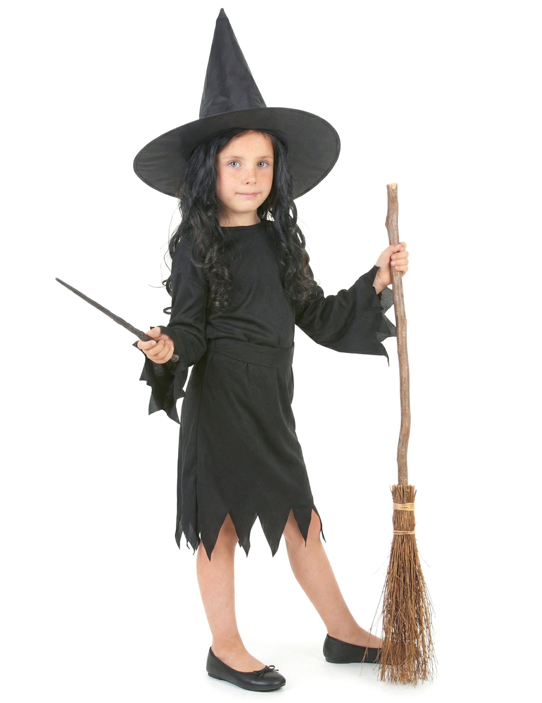 JADEO Kostüm Mädchen Hexenkostüm Halloween schwarz
