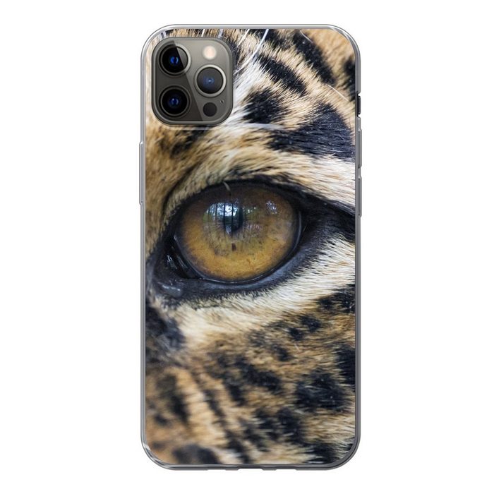 MuchoWow Handyhülle Auge - Jaguar - Braun Handyhülle Apple iPhone 12 Pro Max Smartphone-Bumper Print Handy