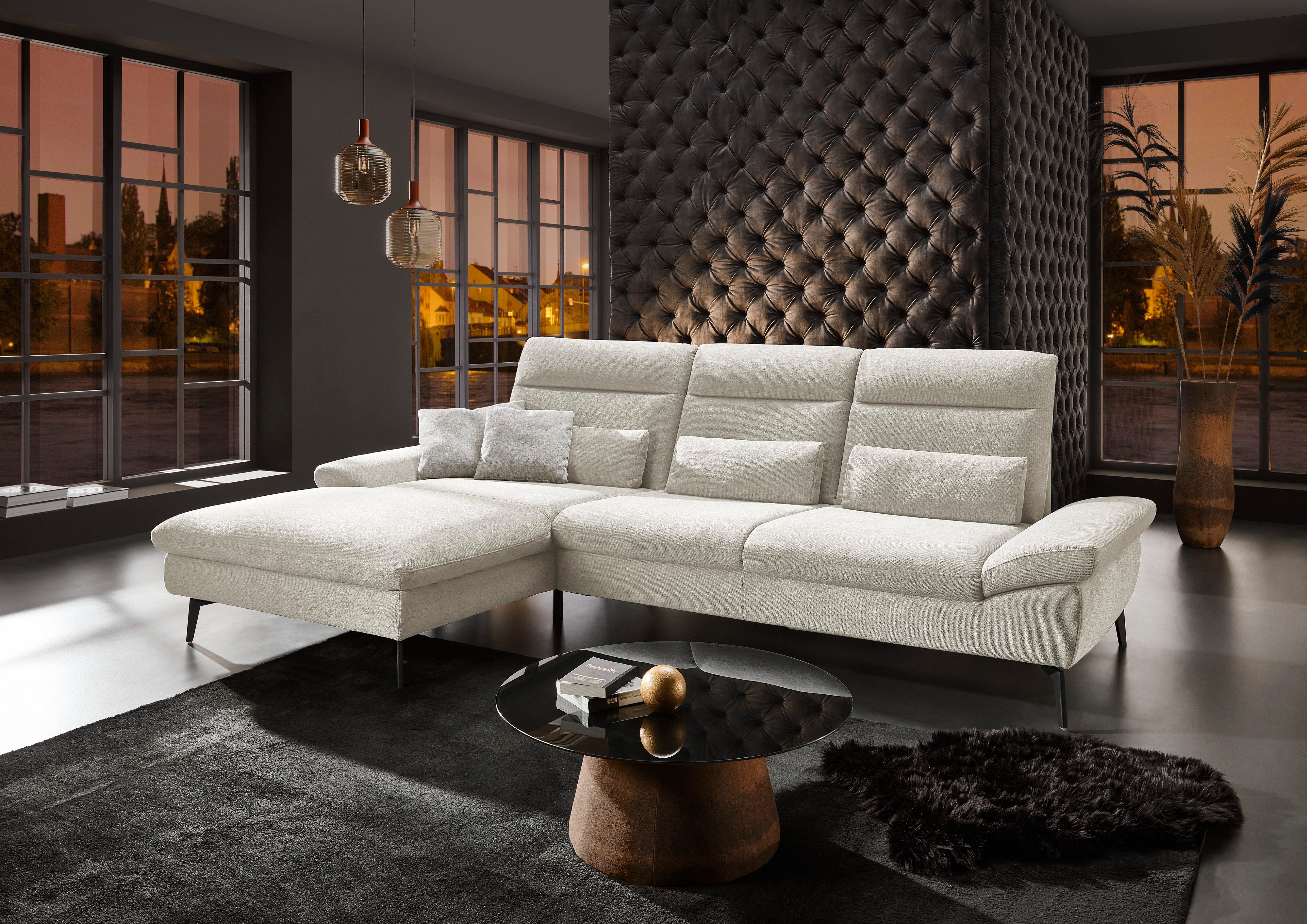 HUKLA Ecksofa HU-HP22156 L-Form, inkl. Kopfpolsterverstellung, optional mit Sitztiefenverstellung