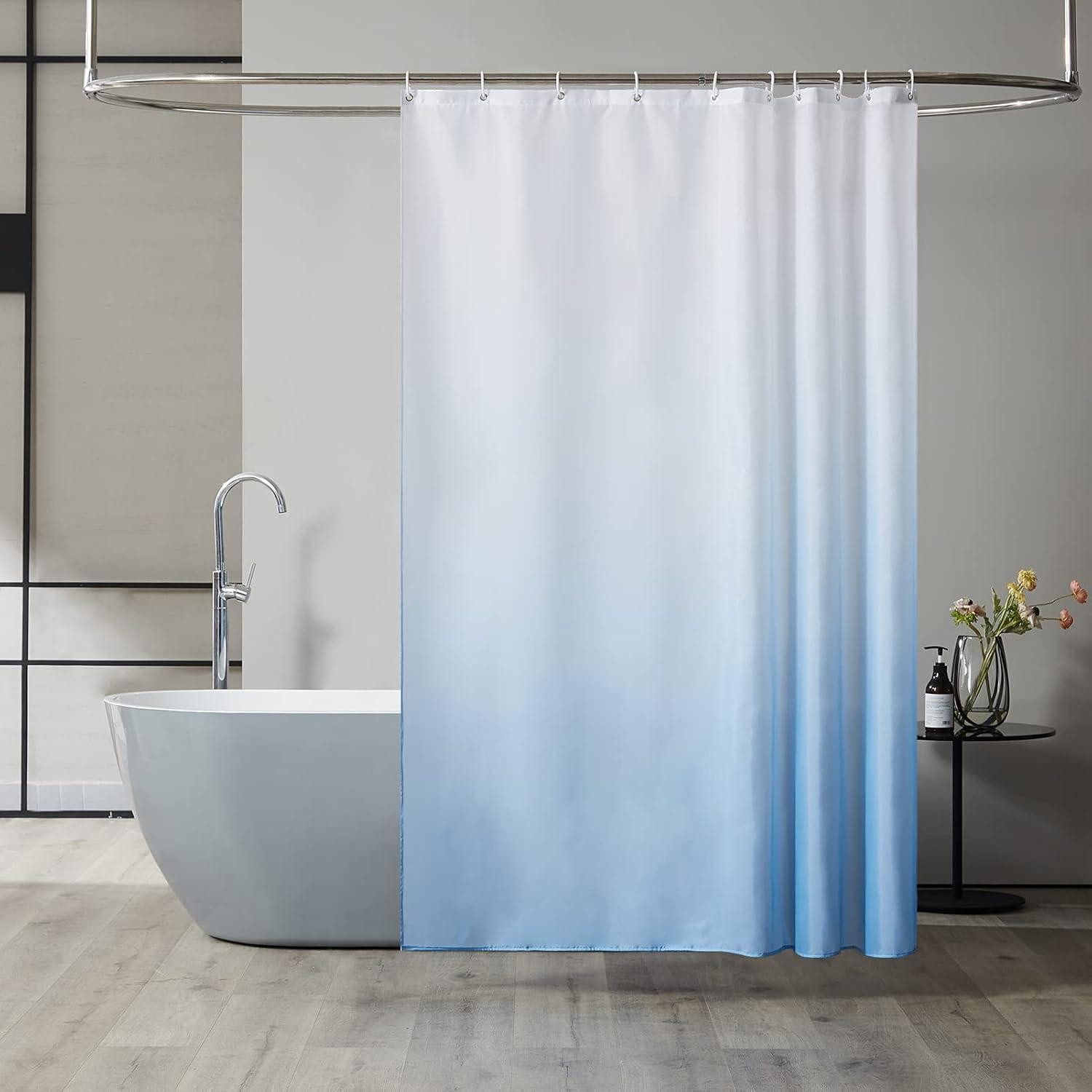 Furlinic Duschvorhang Duschvorhang Textil Anti-schimmel Wasserdicht Polyester Weiß Hellblau