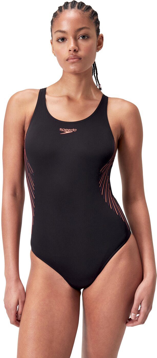Speedo Badeanzug Womens Placement Muscleback BLACK, PLUM DANDY, SIREN