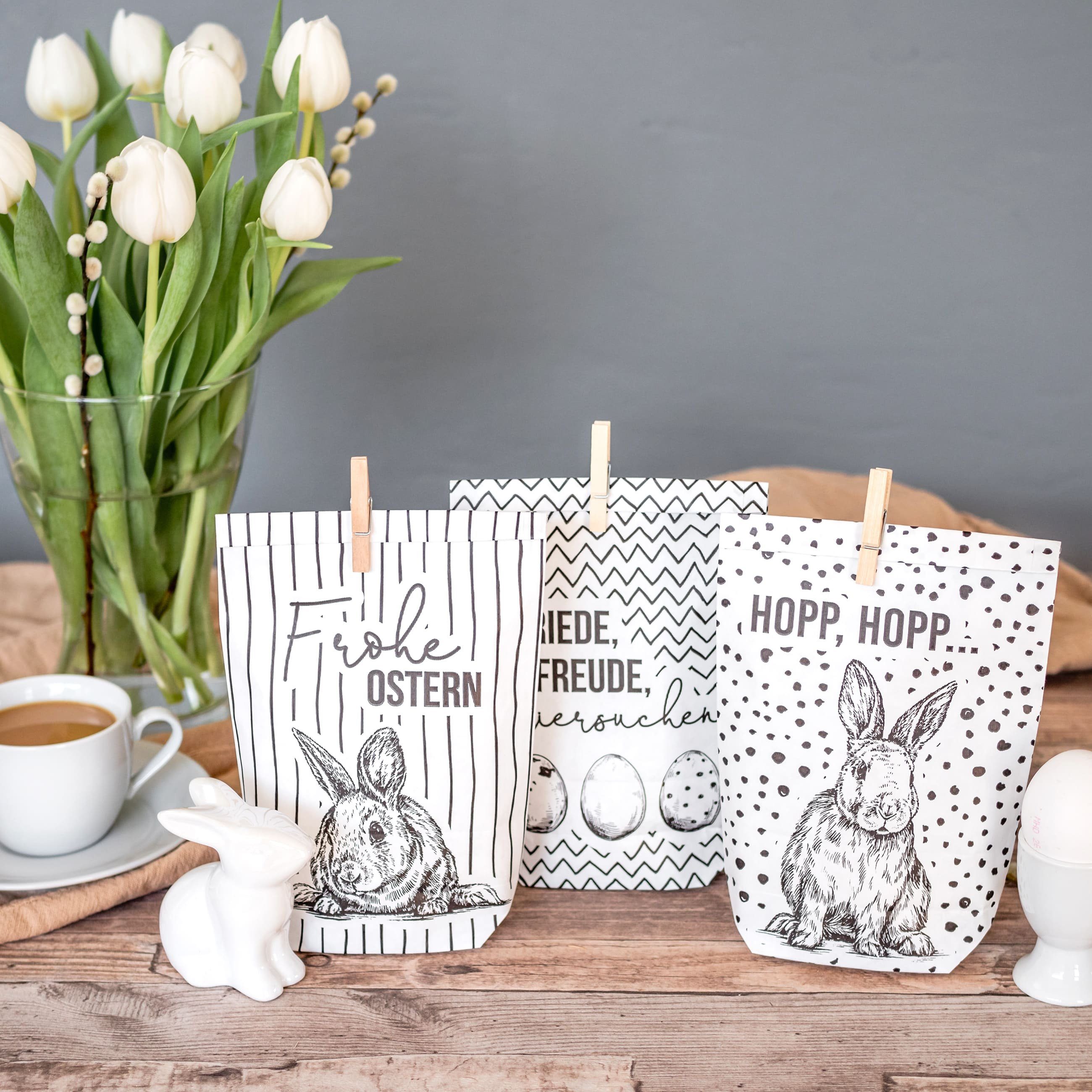 PAPIERDRACHEN Osternest 12 bedruckte Geschenktüten, Osterdekoration
