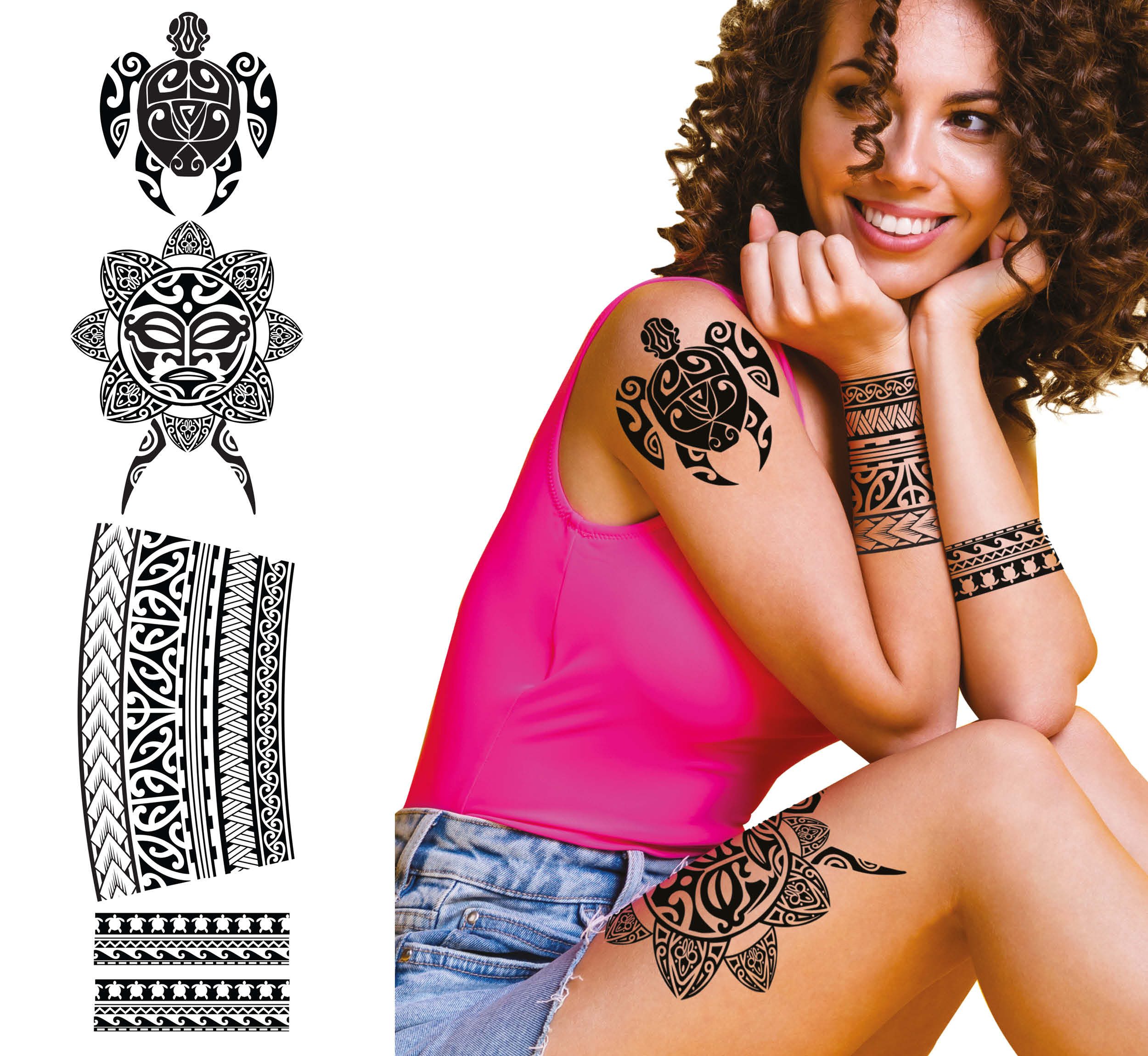 Fiestas Guirca Kostüm, Hawaiische Tribal Tattoos Sommer Kollektion Weltkulturen Fantasievolle
