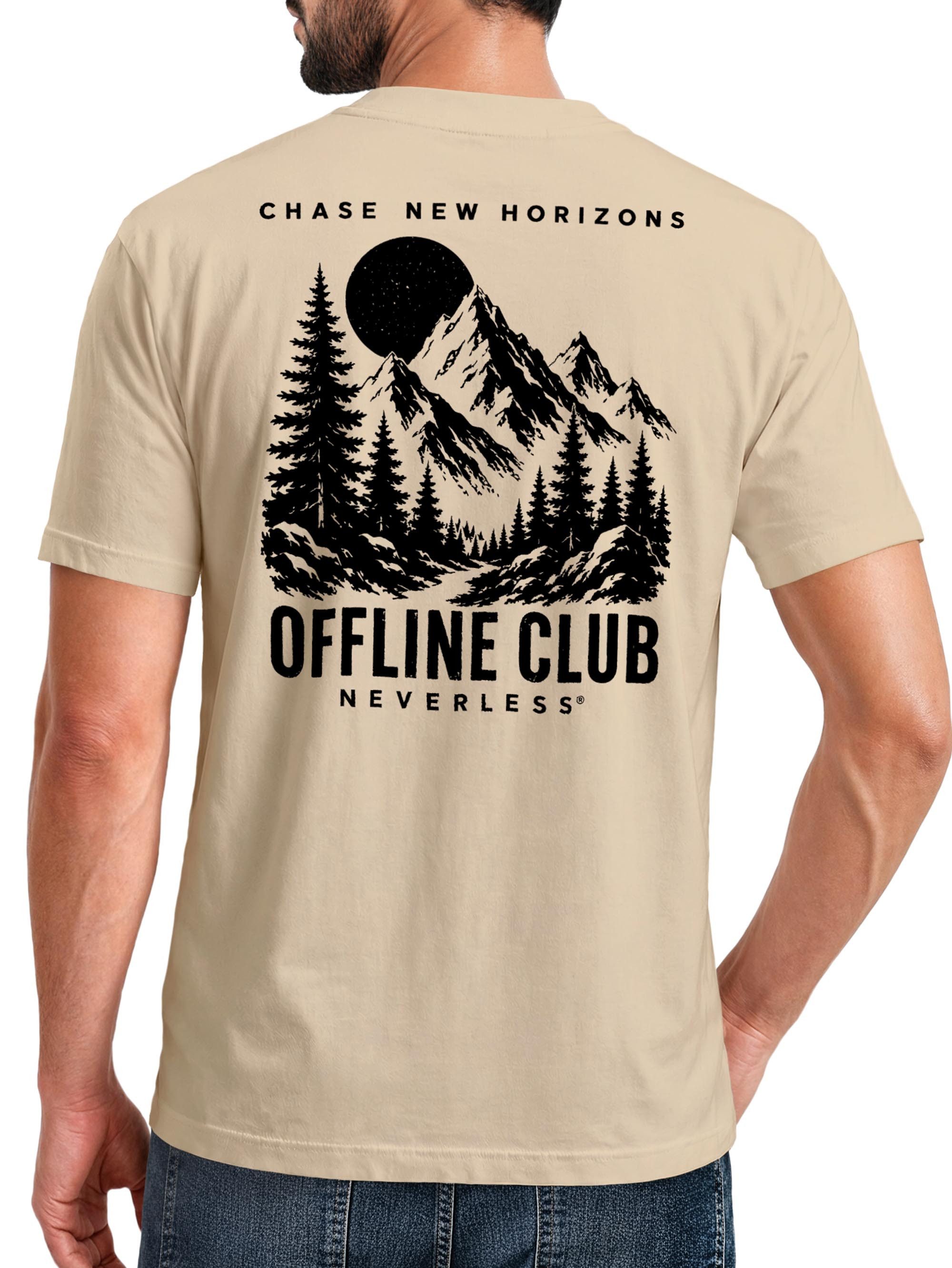 Neverless Print-Shirt Herren T-Shirt Backprint - Offline Club - Baumwollshirt Männer mit Print