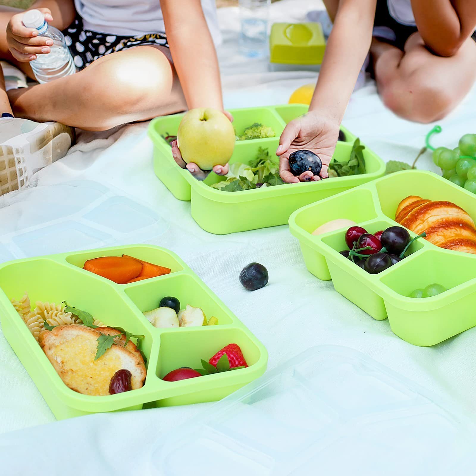 BEARSU Lunchbox »Lunchbox mit Deckel Wiederverwendbare Bento Box aus PP, 4  Fächer, Luftdichte Essensbox Tupperware für kinder &  Erwachsener,Spülmaschinen- und mikrowellenfest«, (1-tlg) online kaufen |  OTTO