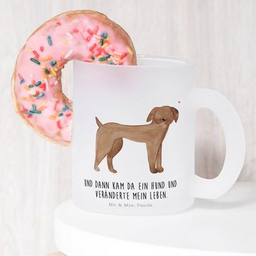 Mr. & Mrs. Panda Teeglas Hund Dogge - Transparent - Geschenk, Teetasse, Tierliebhaber, Hundebe, Premium Glas, Edler Aufdruck