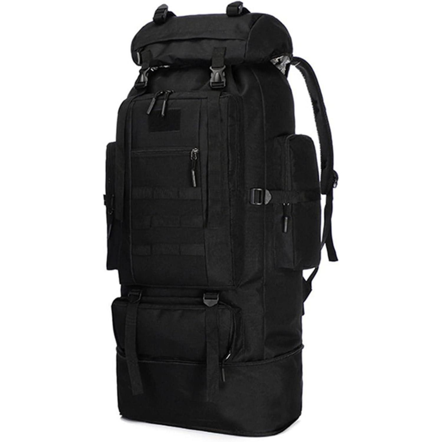 LuxusKollektion Trekkingrucksack Trekkingrucksack 100L Herren Wasserdicht Molle Militär Schwarz