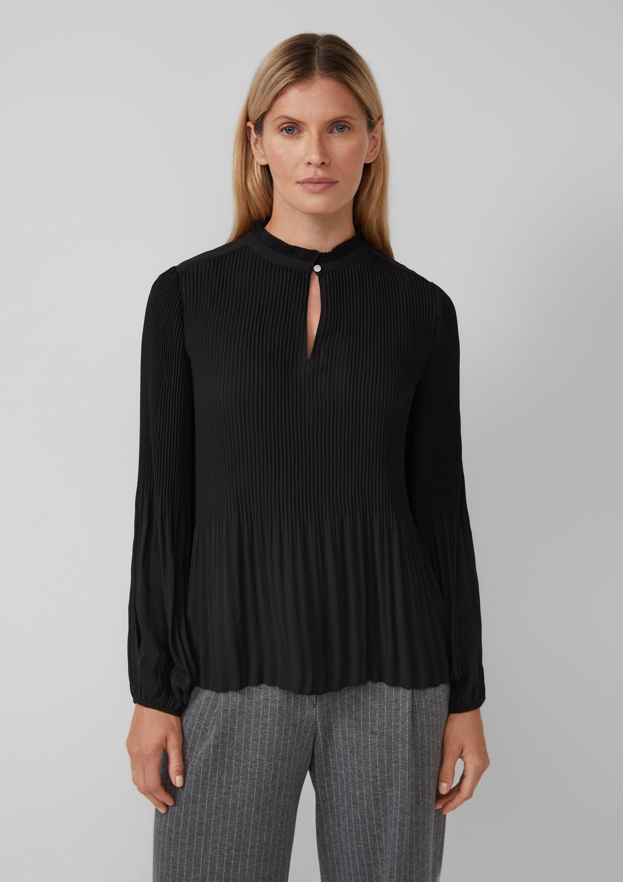 s.Oliver Langarmbluse Bluse Plissierte Bluse aus Crêpe mit Stehkragen günstig online kaufen