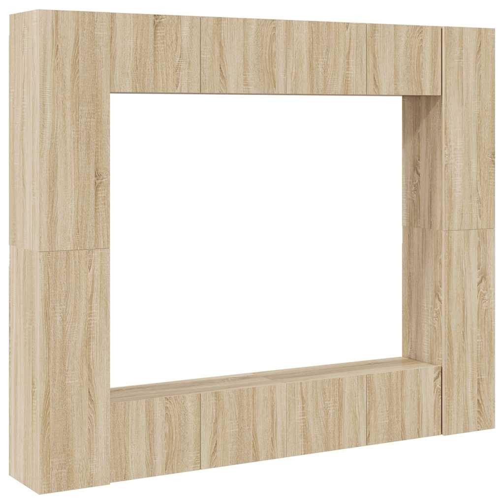 vidaXL TV-Schrank 8-tlg. TV-Schrank-Set Sonoma-Eiche Holzwerkstoff (1-St)