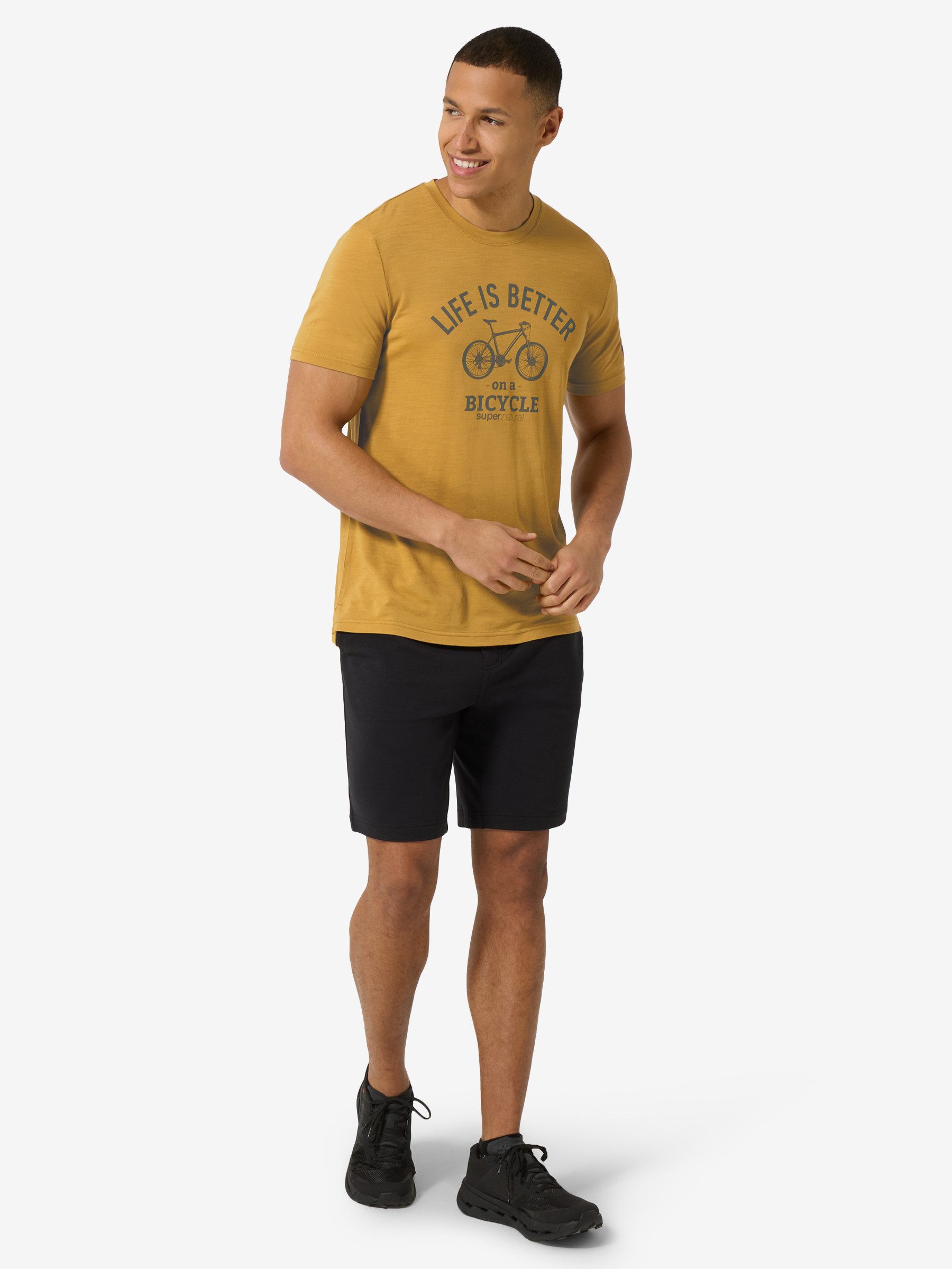 SUPER.NATURAL T-Shirt für Herren aus Merino M BETTER BIKE TEE mit coolem Fahrrad Motiv
