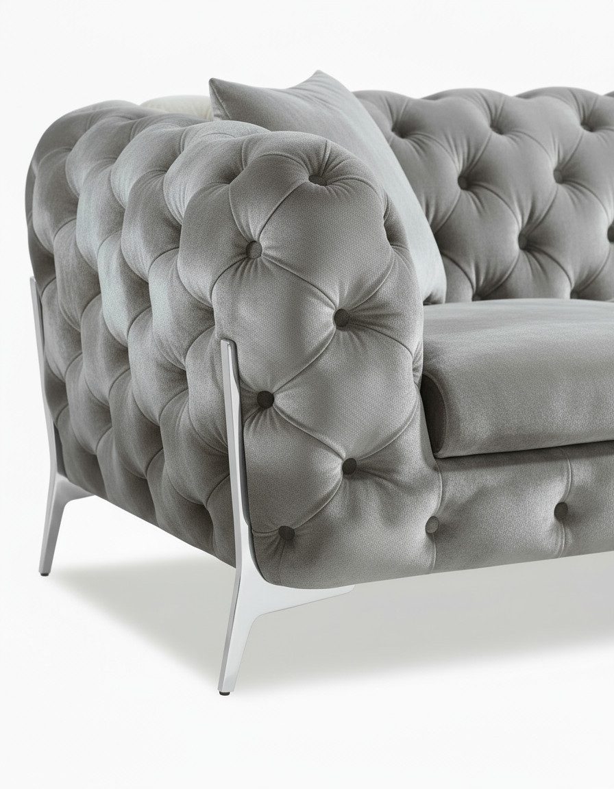 Palms-Store Sofa Monaco, zeitlose Eleganz mit edler Knopfheftung in luxuriösem Samt, Spar-Set, 3-Sitzer + 2-Sitzer + Sessel / 7 Farbvarianten verfügbar