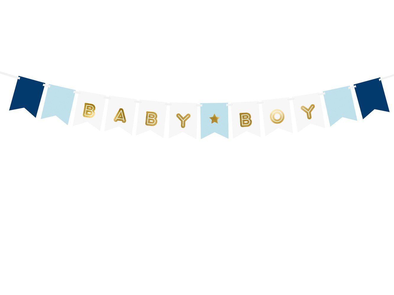 partydeco Wimpelkette, Girlande Banner Baby Boy 15x160cm blau