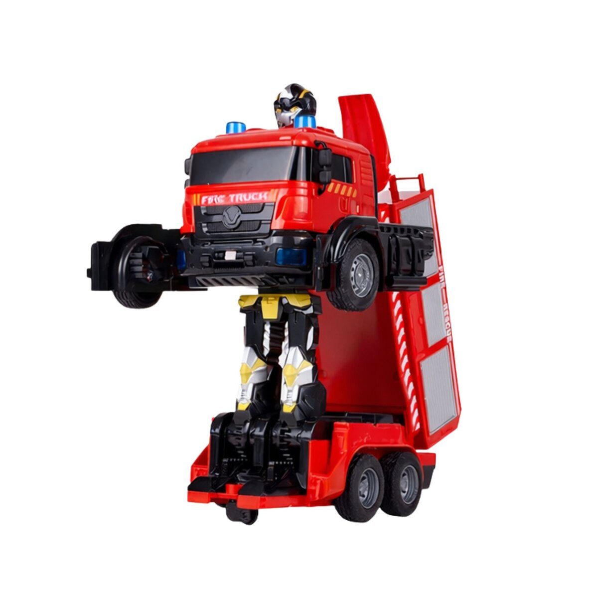 Wisam Spielzeug-Feuerwehr Feuerwehr-Roboterauto 2-in-1 ferngesteuert mit Licht, Sound