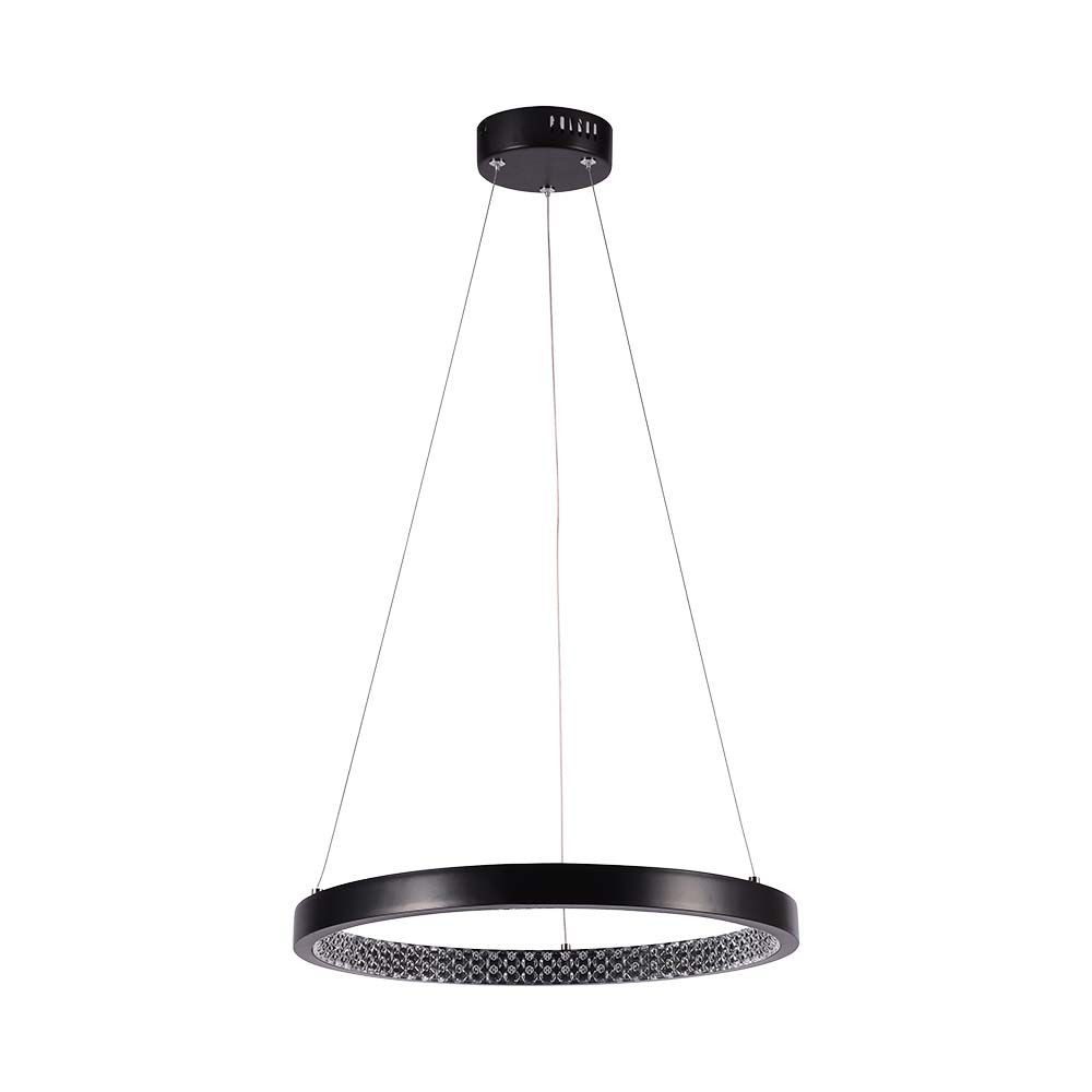 V-TAC LED-Hängeleuchte, LED-Leuchtmittel fest verbaut, Tageslichtweiß, Pendelleuchte Hängeleuchte Deckenleuchte Kristallglas Schwarz LED Höhe