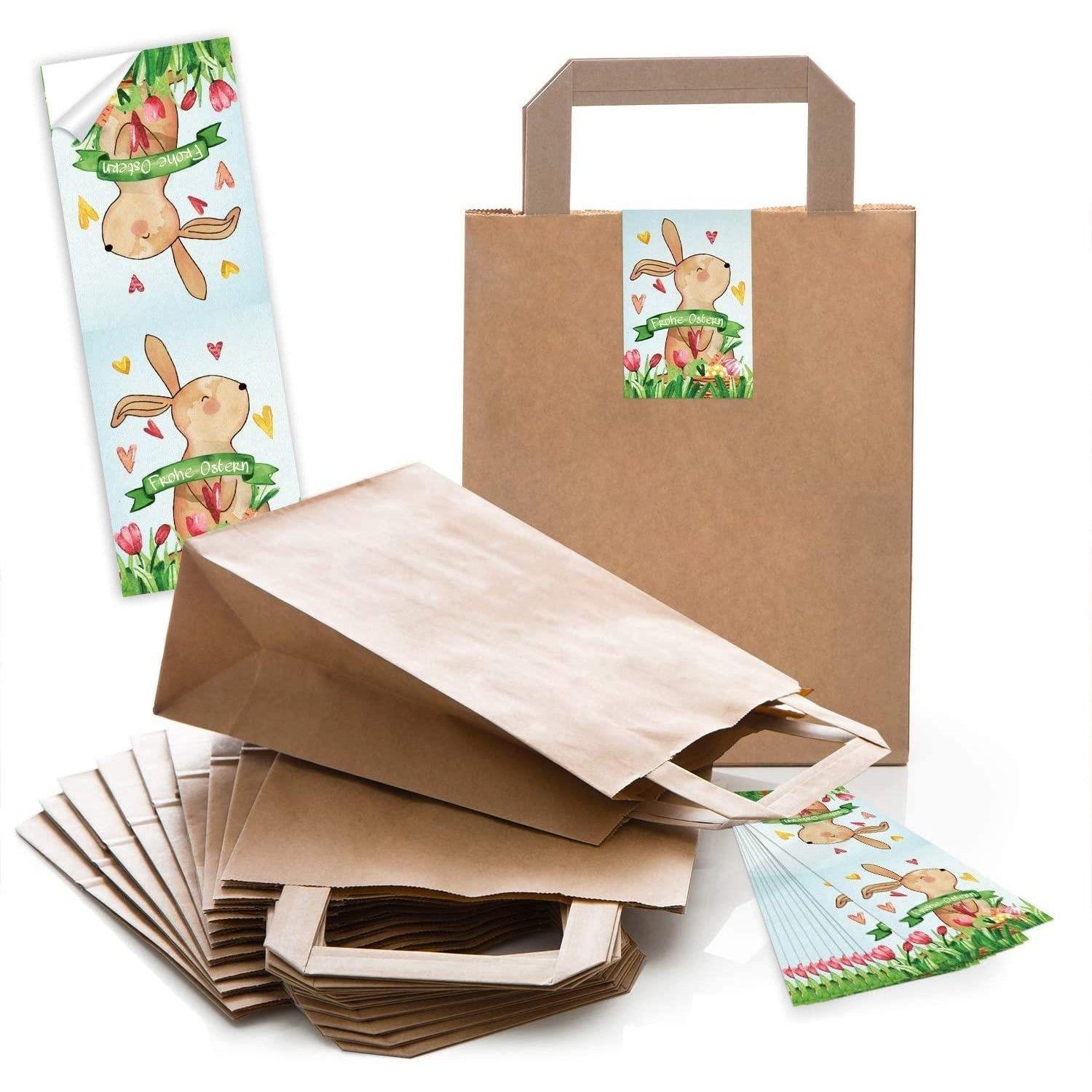 Logbuch-Verlag Aufkleber 25 kleine braune Papiertüte Ostern Oster-Verpackung Geschenktasche 18
