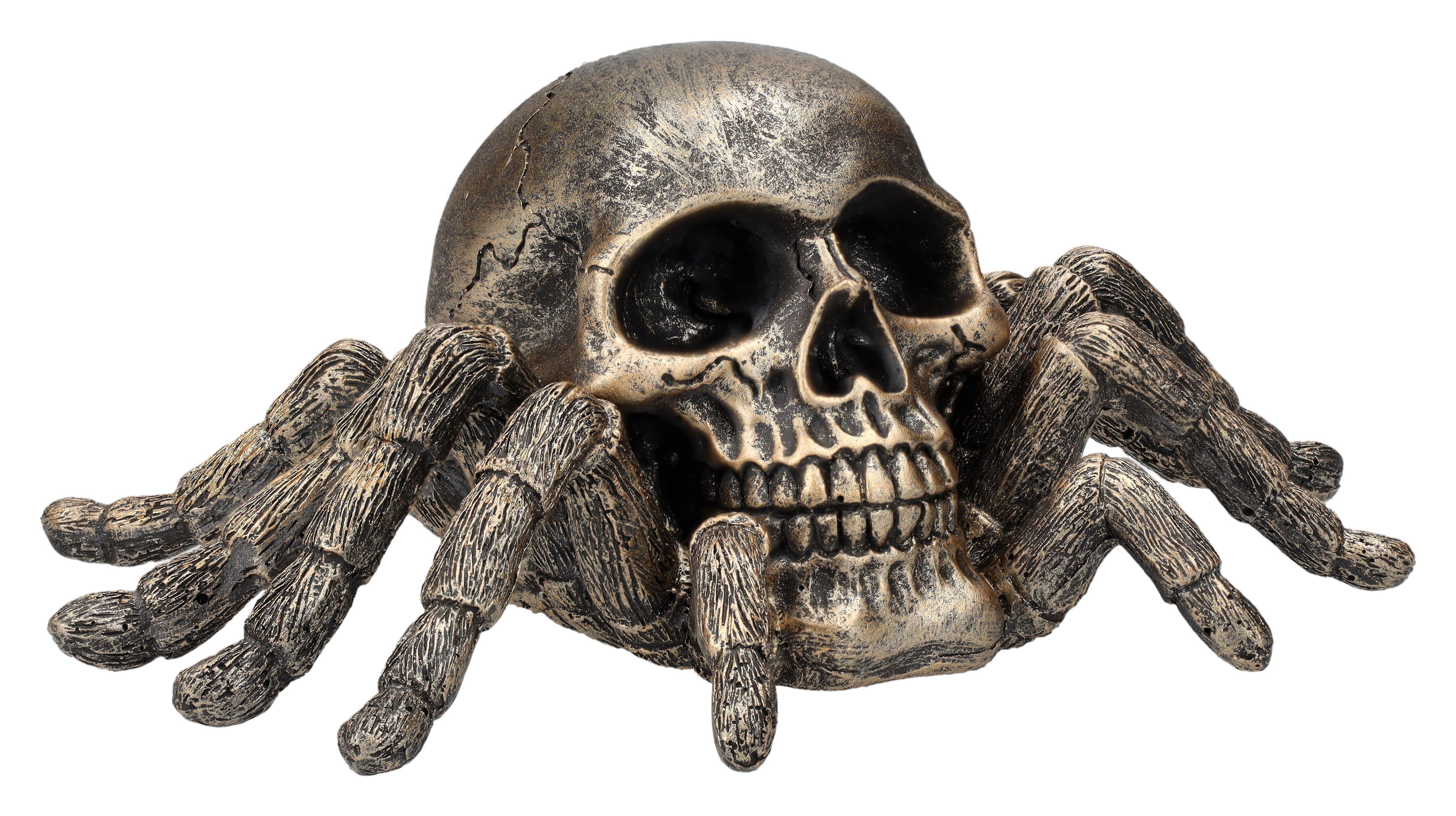 Figuren Shop GmbH Dekofigur Totenkopf-Spinne Figur Gothic Dekofigur Fantasy Dekofigur Totenschädel