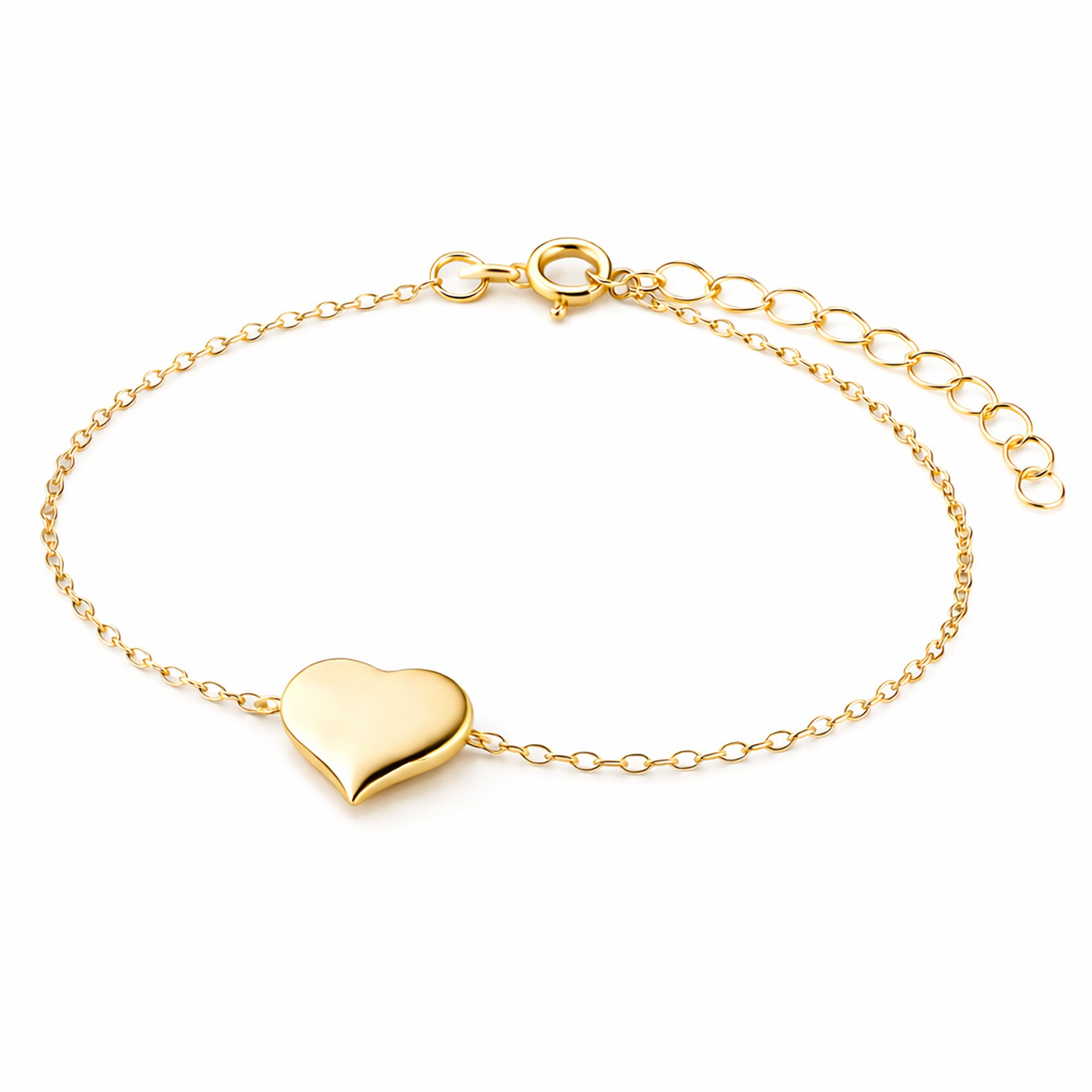 LÖB Armband 925 Silber 585 Gold vergoldet Armband Herz Platte Armkette Modern Dünn (Geschenke für Frauen Damen Beste Freundin Mutter Mama Ehefrau Oma sie zum Geburtstag Schmuck Herbst Oktoberfest), Herzkette Liebe Plättchen Minimalistisch Geometrisch Layering Schlicht