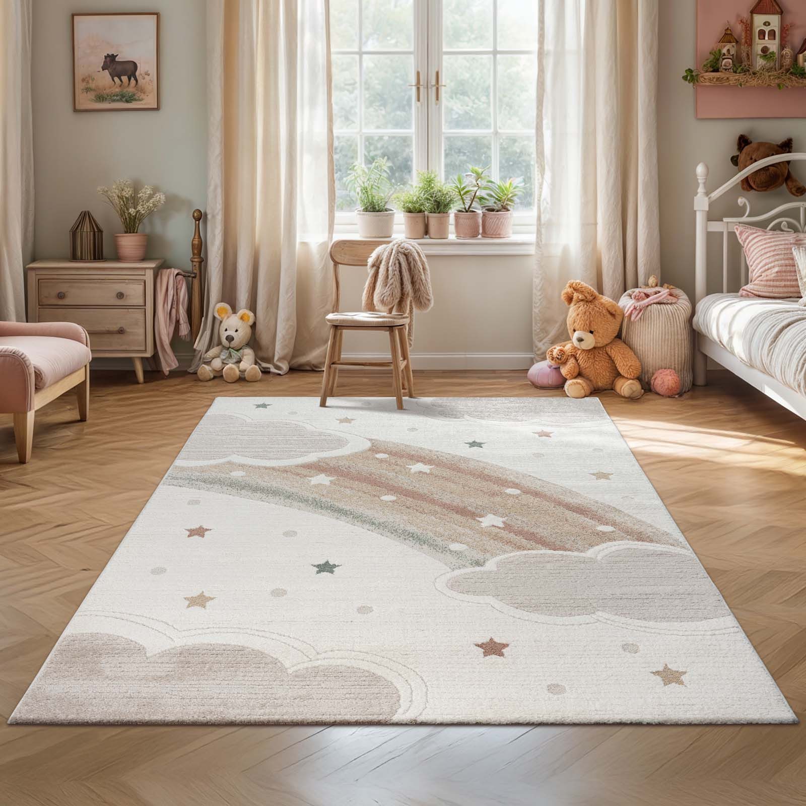 TaraCarpet Kinderteppich Kinderzimmer Teppich Emilia Kids Regenbogen mehrfa günstig online kaufen