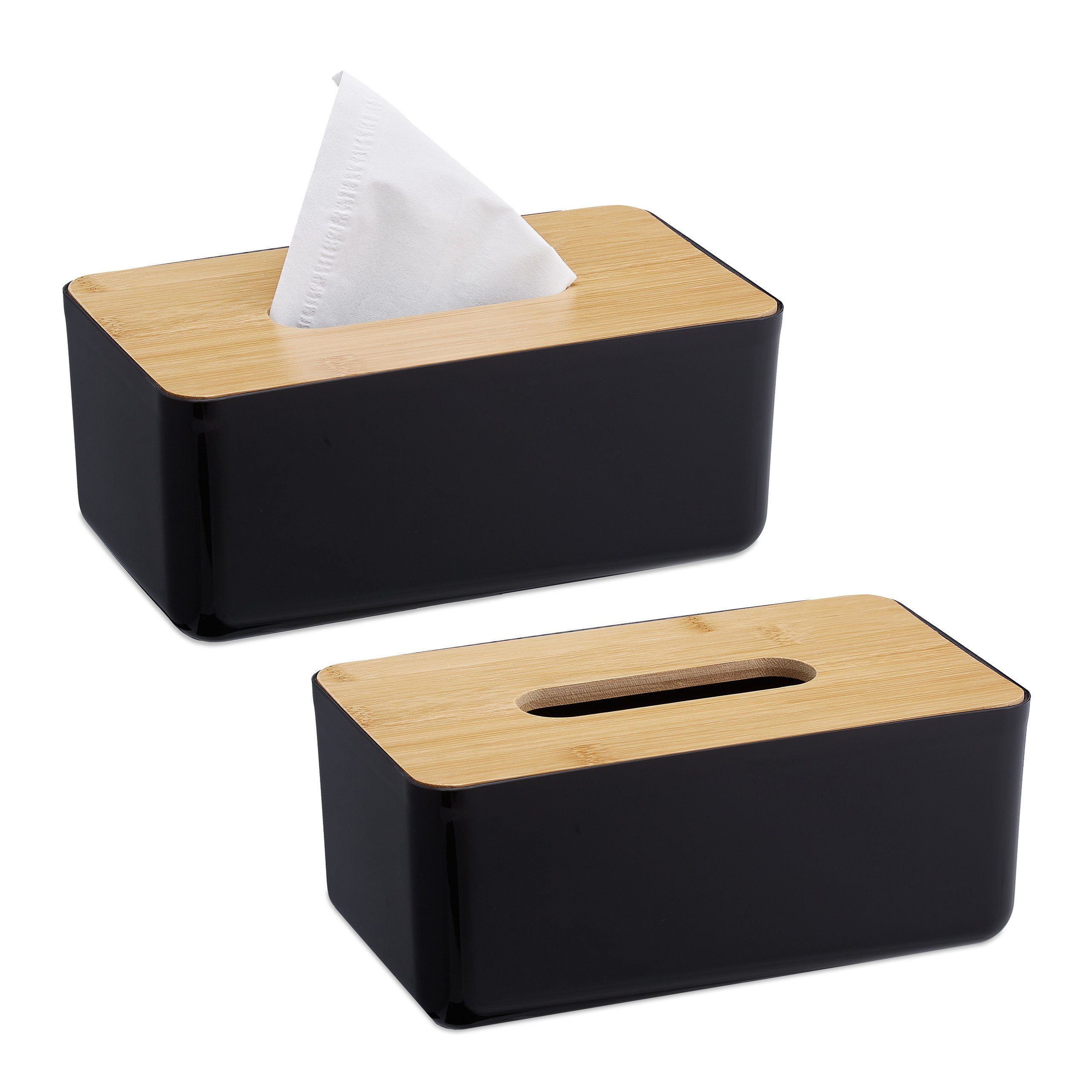 Badorganizer 2 x Taschentuchbox Bambusdeckel