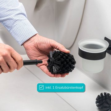 bremermann WC-Reinigungsbürste Bad-Serie PIAZZA BLACK TAPE - WC-Garnitur Glas & Edelstahl, schwarz