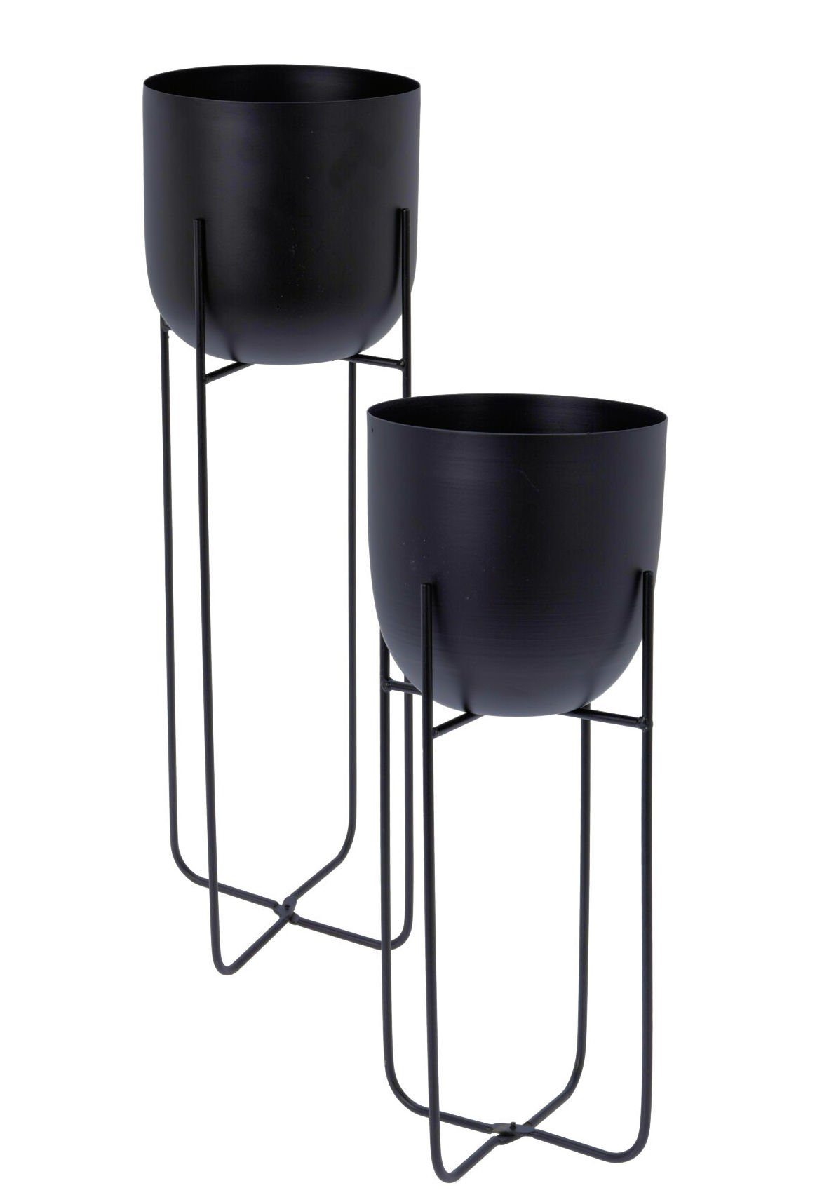 Spetebo Pflanzentreppe Metall Pflanzenständer 2er Set - 60 / 42 cm (Set, 2 St., Blumenständer), Blumentopf mit Gestell in schwarz