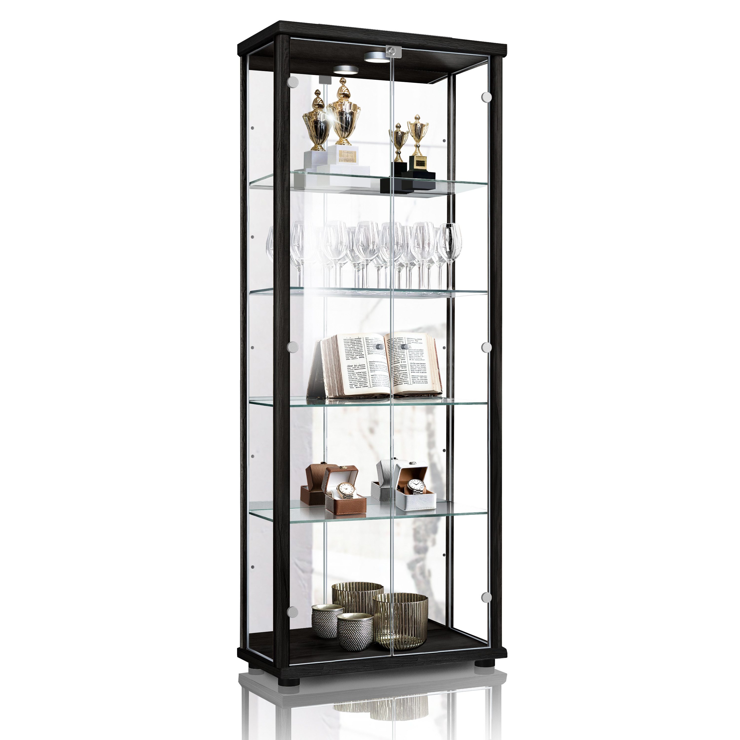 K-Möbel Glasvitrine C1084 (Glasvitrine (176x67x33 cm) günstig online kaufen