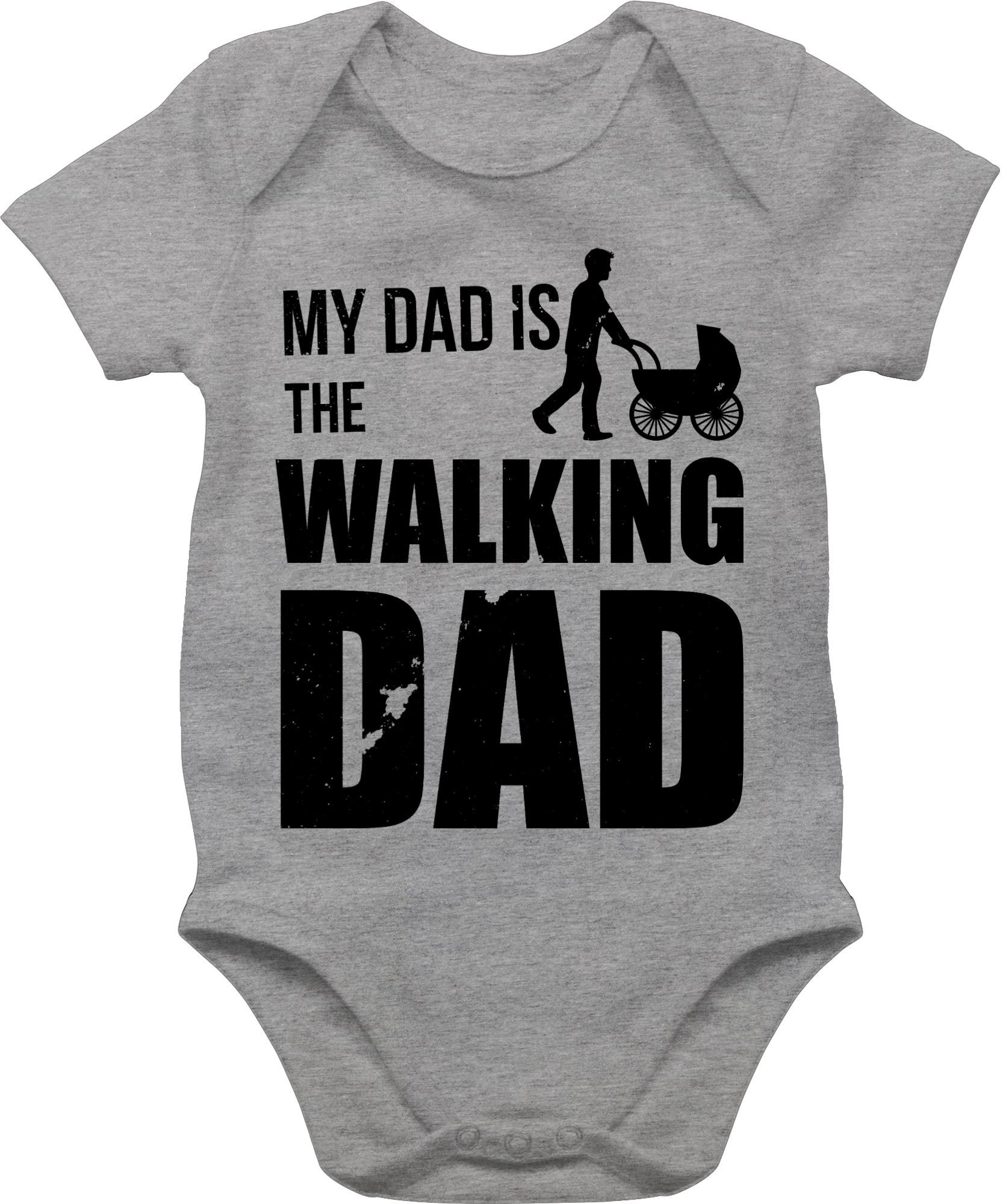 Shirtracer Shirtbody My Dad is the Walking Dad Geschenk Vatertag Baby 1 Grau meliert