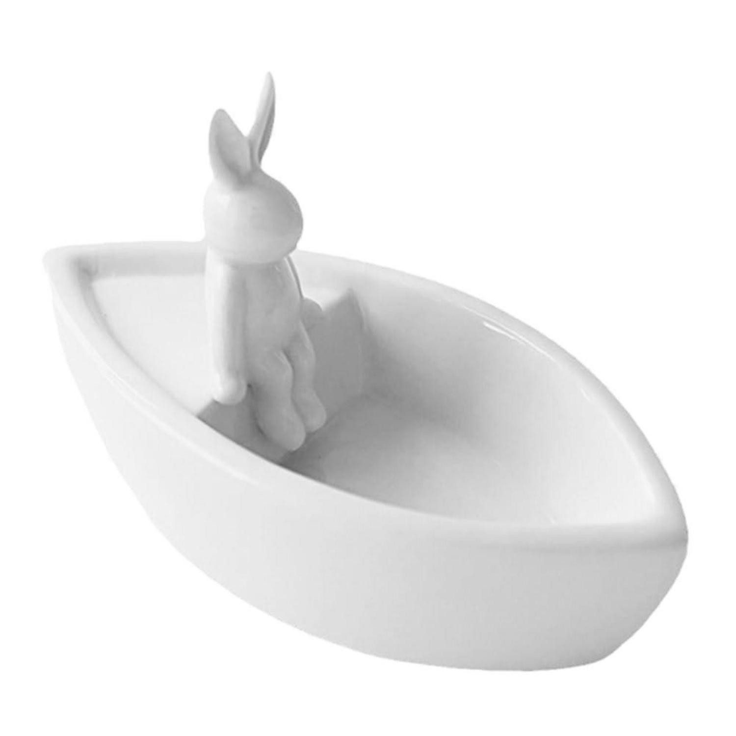 LuxusKollektion Tischkerzenhalter Kerzenhalter Hase Keramik Weiss (1 St)