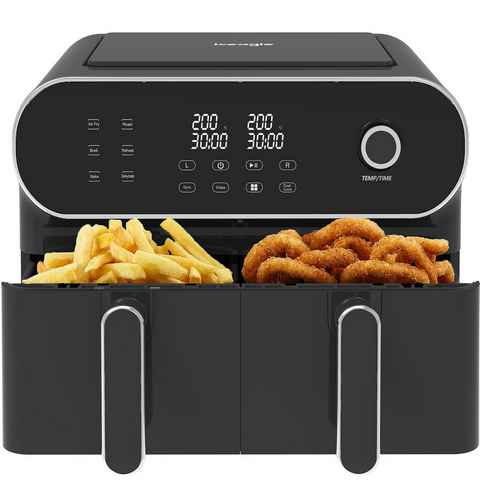 Aoucheni Heißluftfritteuse 11001A Dual Zone Digitale Heißluftfritteuse, 11L Airfryer, 2 Fächer, 1700,00 W, 6 Kochprogramme, digitales Display, 35 - 200 °C