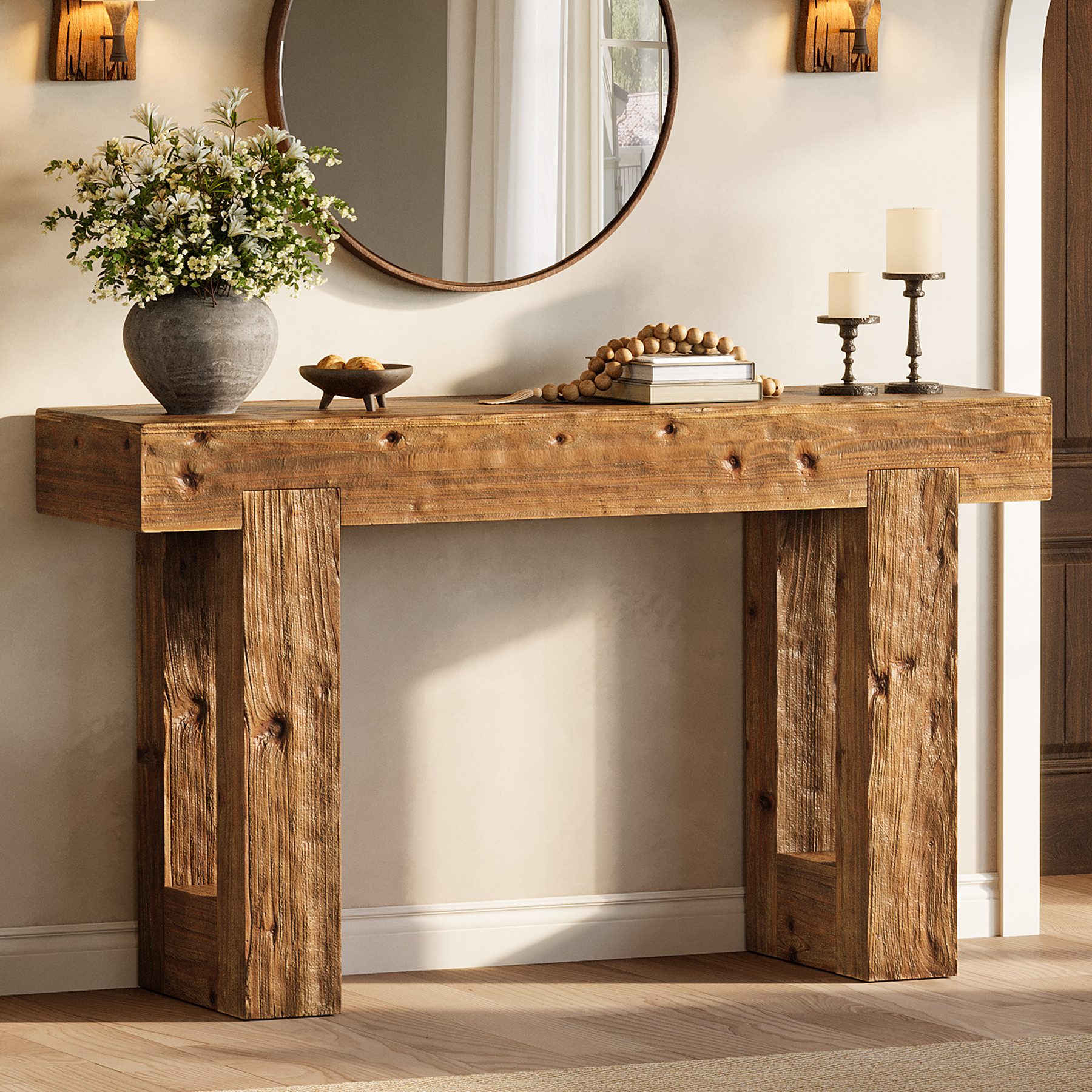 Tribesigns Konsolentisch Schmaler Sofatisch Aus Massivholz (Tanne), Landhau günstig online kaufen