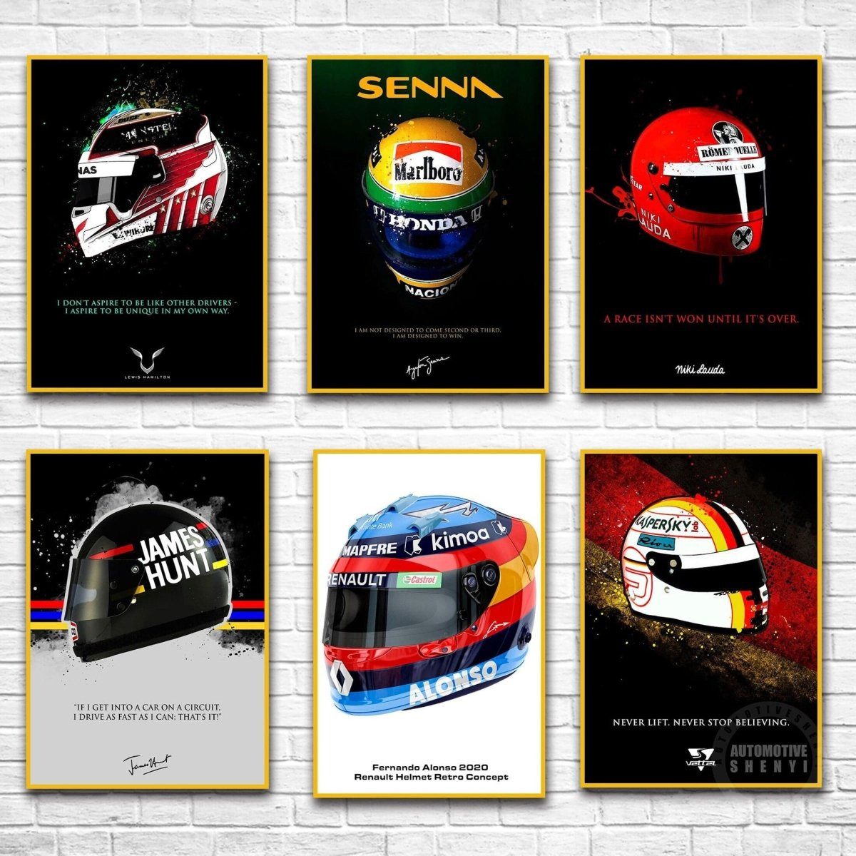 JUSTGOODMOOD Poster Formel 1 Fahrer Helme als Deko Print ohne Rahmen E 21 x 30 cm, E (1 St)